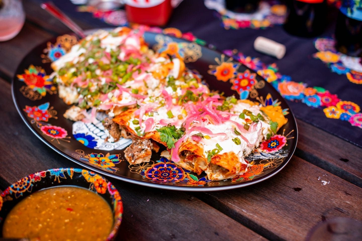 10 Ideas for a Beautiful Dia De Los Muertos Party Mexicue enchiladas.