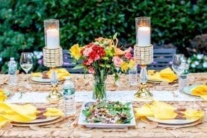 CV Linens Gold Luxe Crystal Candle Holders