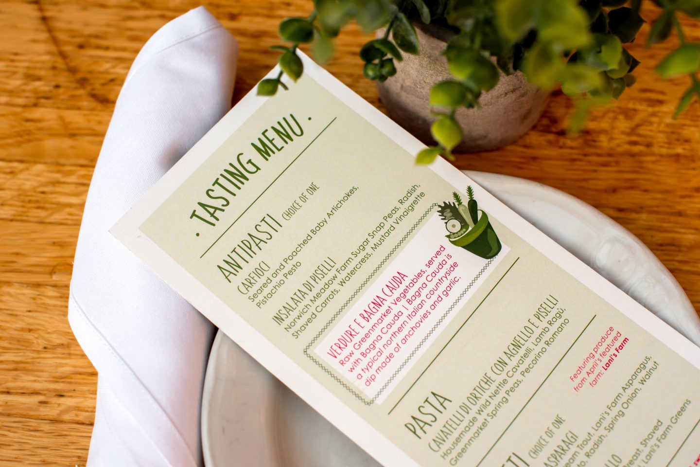 Eataly Flatiron Menu and Place Setting