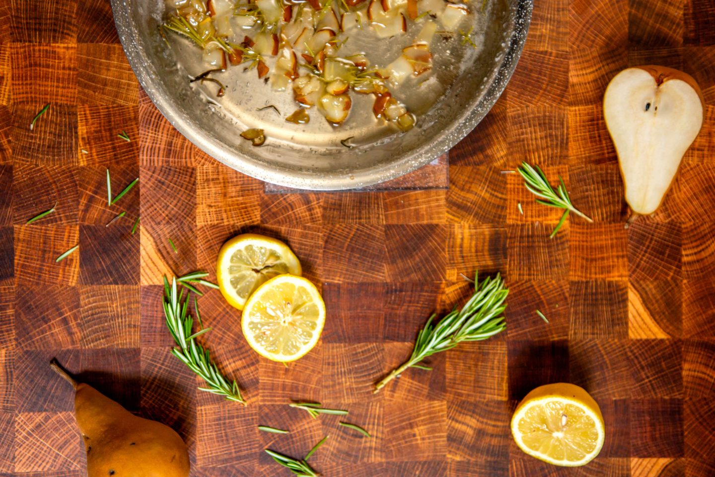 7 Ingredients to Make Beautiful Empress Gin Cocktails with Pear and Rosemary Pear Rosemary Simple Syrup. Purple cocktail.