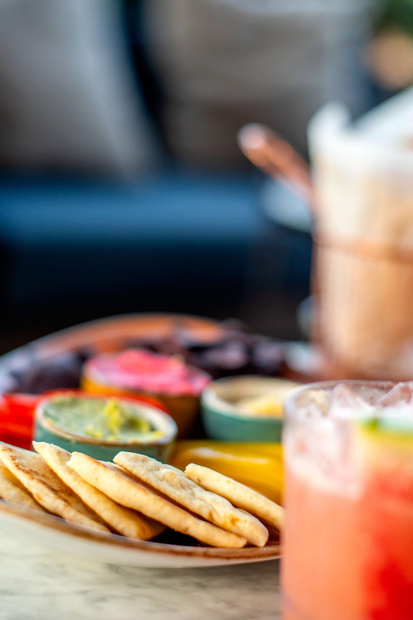 Somewhere Nowhere Cocktails and Hummus Platter. Best Rooftops in Chelsea.