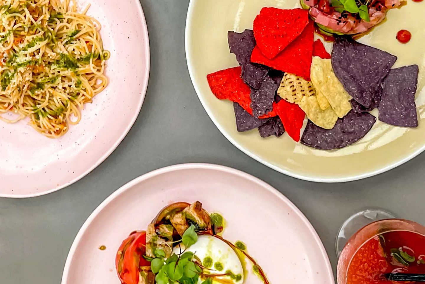 Best Rooftops in Nomad in 2021: The Glass Ceiling Rooftop Glass Ceiling - Tuna Tartare, Angel Hair Pasta, and Burrata. Best Rooftops in Nomad.