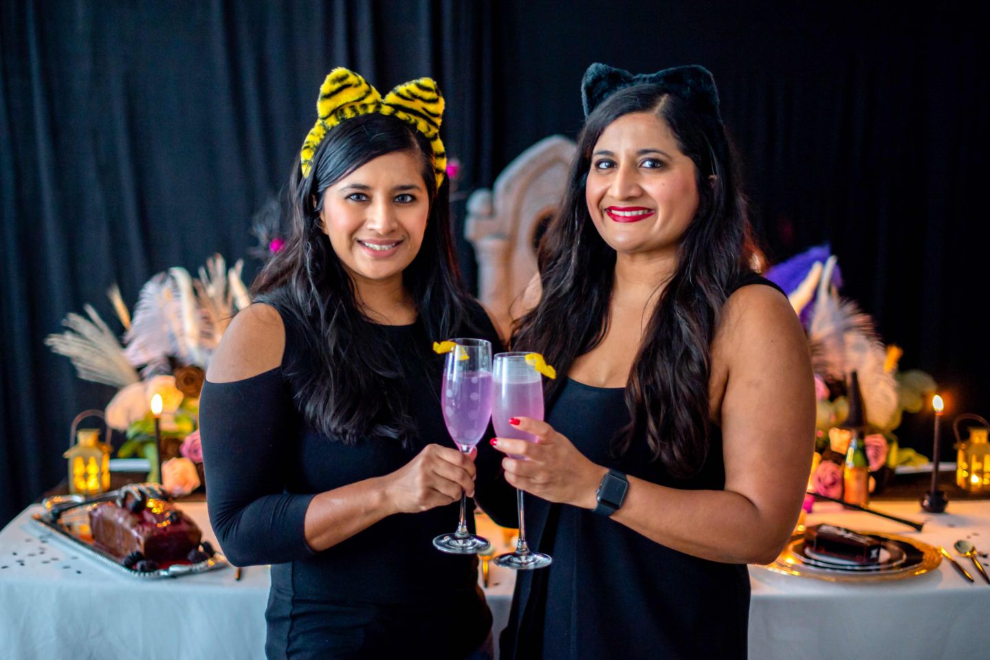 Halloween Twins with Empress Gin Cocktails. Halloween Brunch Ideas. 