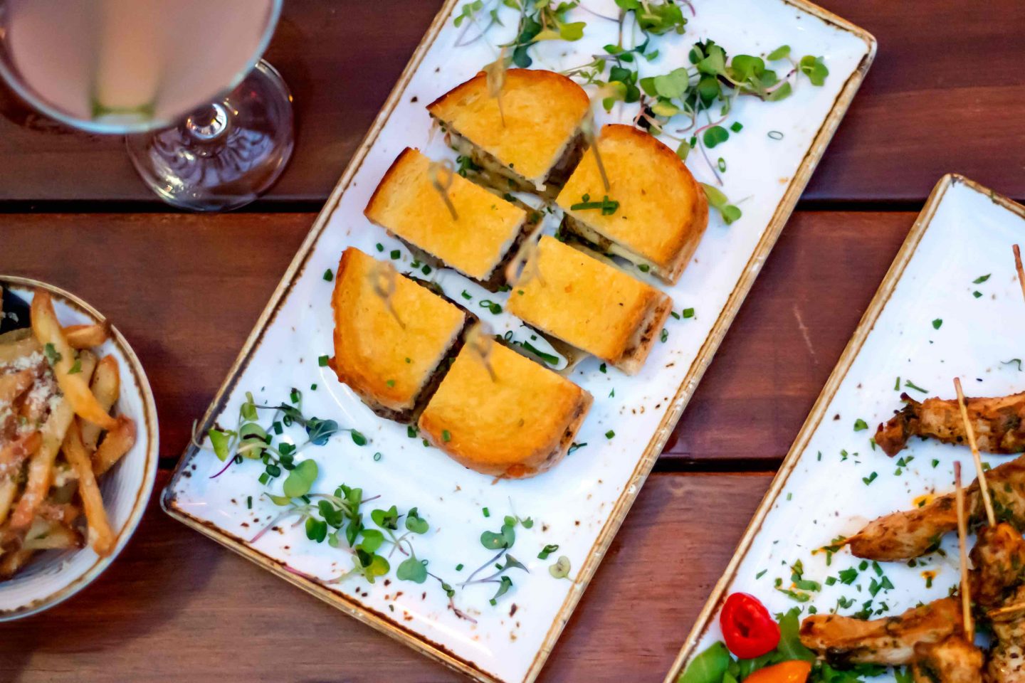 Elsie Rooftop Grilled Cheese, Chicken Kebobs and Fries. Best rooftops in Midtown in 2022. 