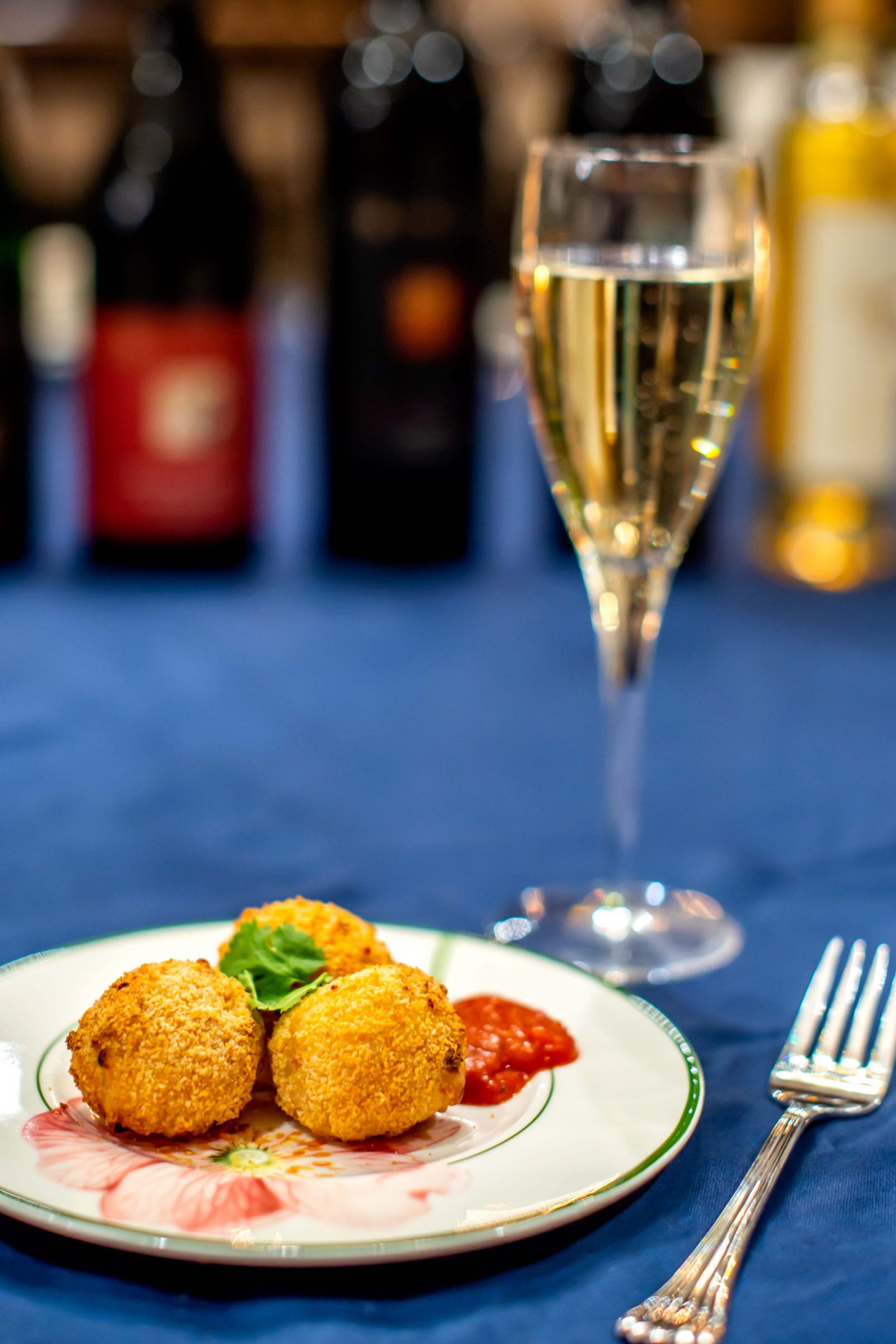 Trinitas Busch Bubbles Blanc de Noir with Arancini. Italian Food and Wine Pairing. Trinitas Cellars. Italian Dinner Party. 