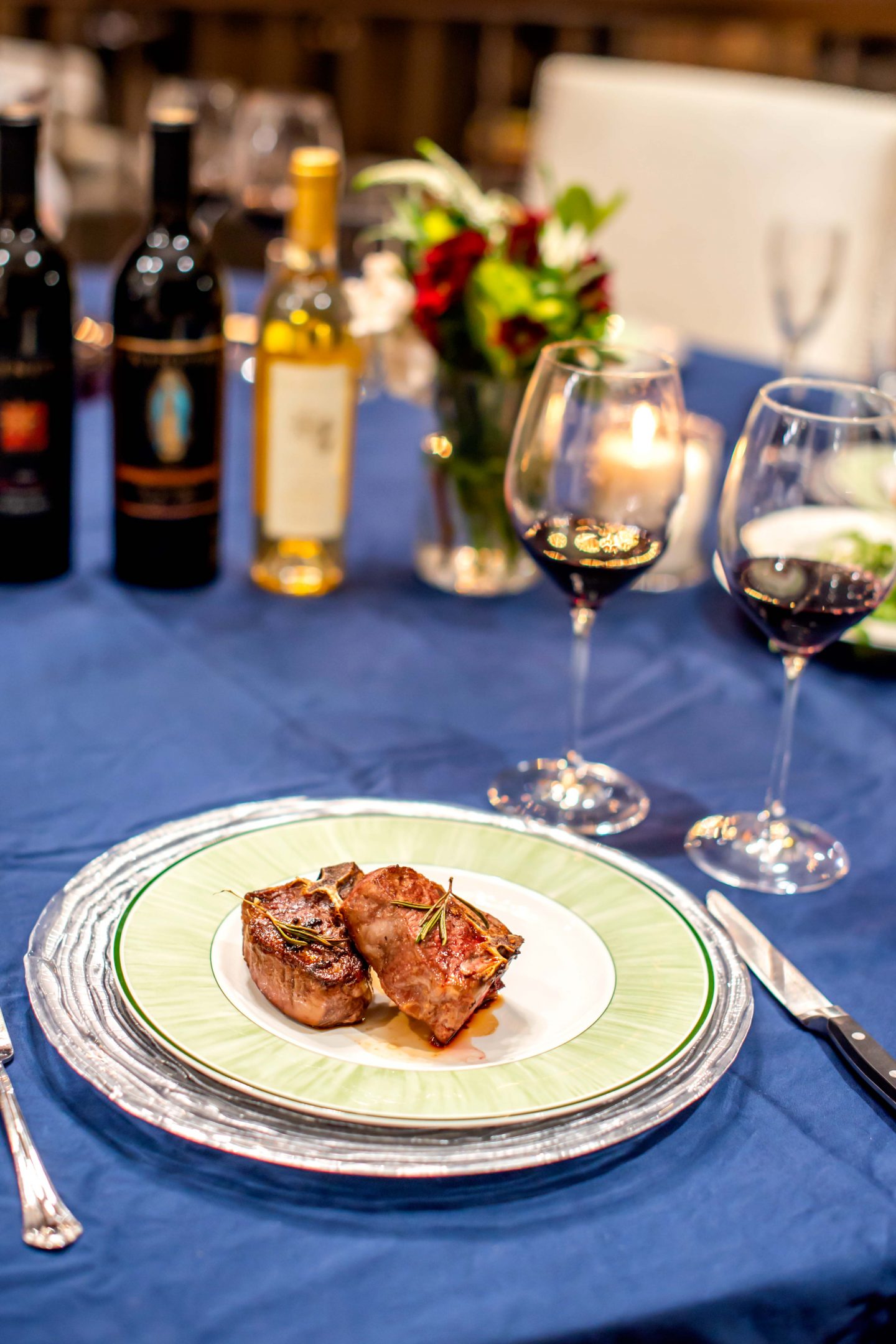 Trinitas Our Lady of Guadalupe and Cabernet Sauvignon with Lamb Chops. Italian Food and Wine Pairing. Trinitas Cellars. Italian Dinner Party. 