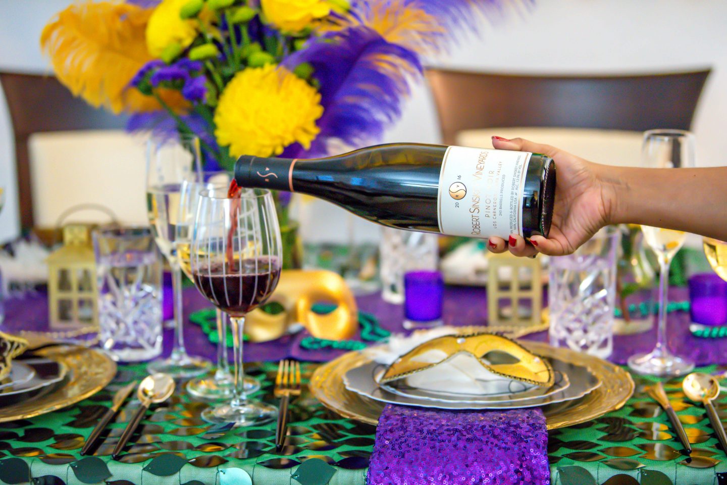 The Best Mardi Gras Dinner Ideas in 2022 Mardi Gras Tablescape with Robert Sinskey Pinot Noir
