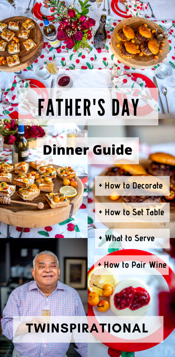 Best Father's Day Dinner Ideas. Cherry Recipes. Cherry Tablescape. 