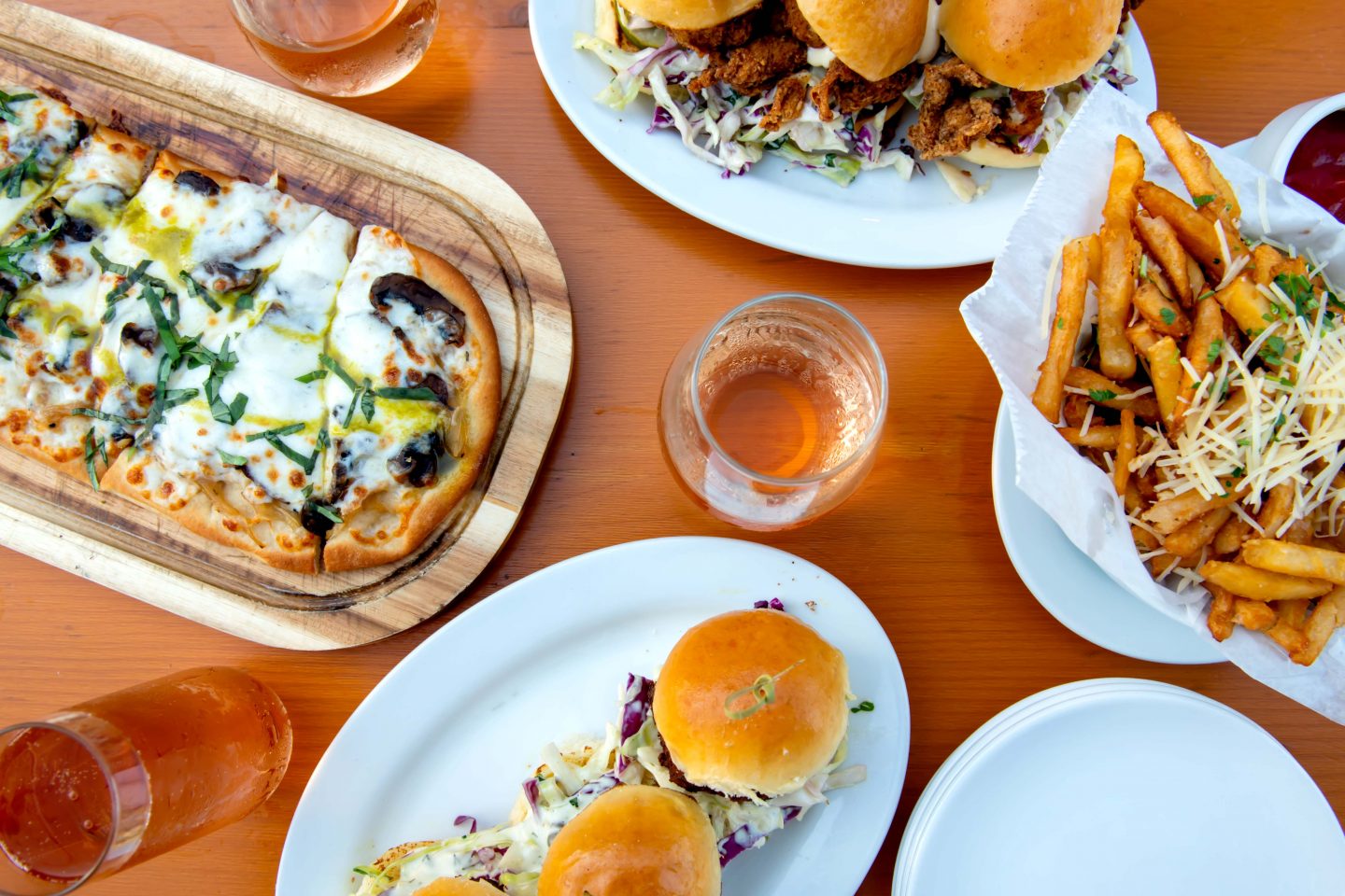 Watermark. Watermark Beach Rosé All Day Review. Rosé. Watermark Mushroom and Truffle Flat Bread. Watermark Truffle Fries. Watermark Sliders. 