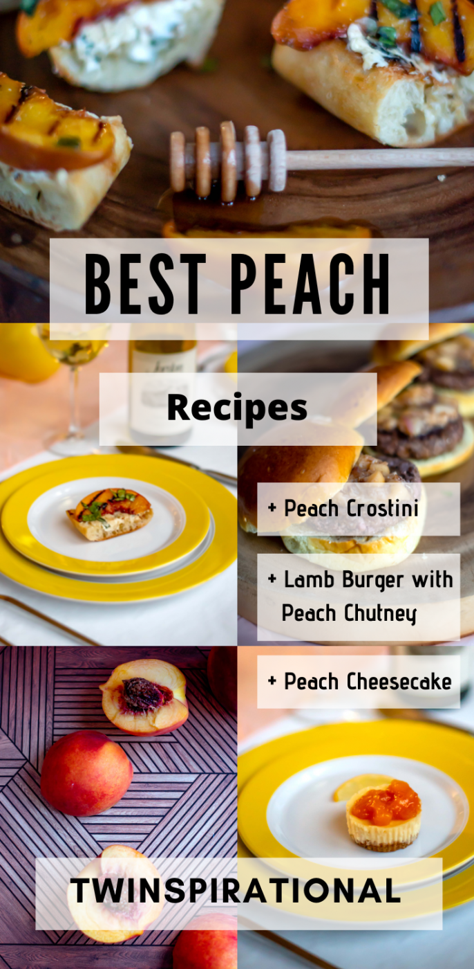 The Best Peach Recipes for Summer 2022 with Jordan Wines Best Peach Recipes for Summer. Peaches. Replica Surfaces Midcentury. Peach Crostini. Lamb Burger with Peach Chutney. Peach Cheesecake.