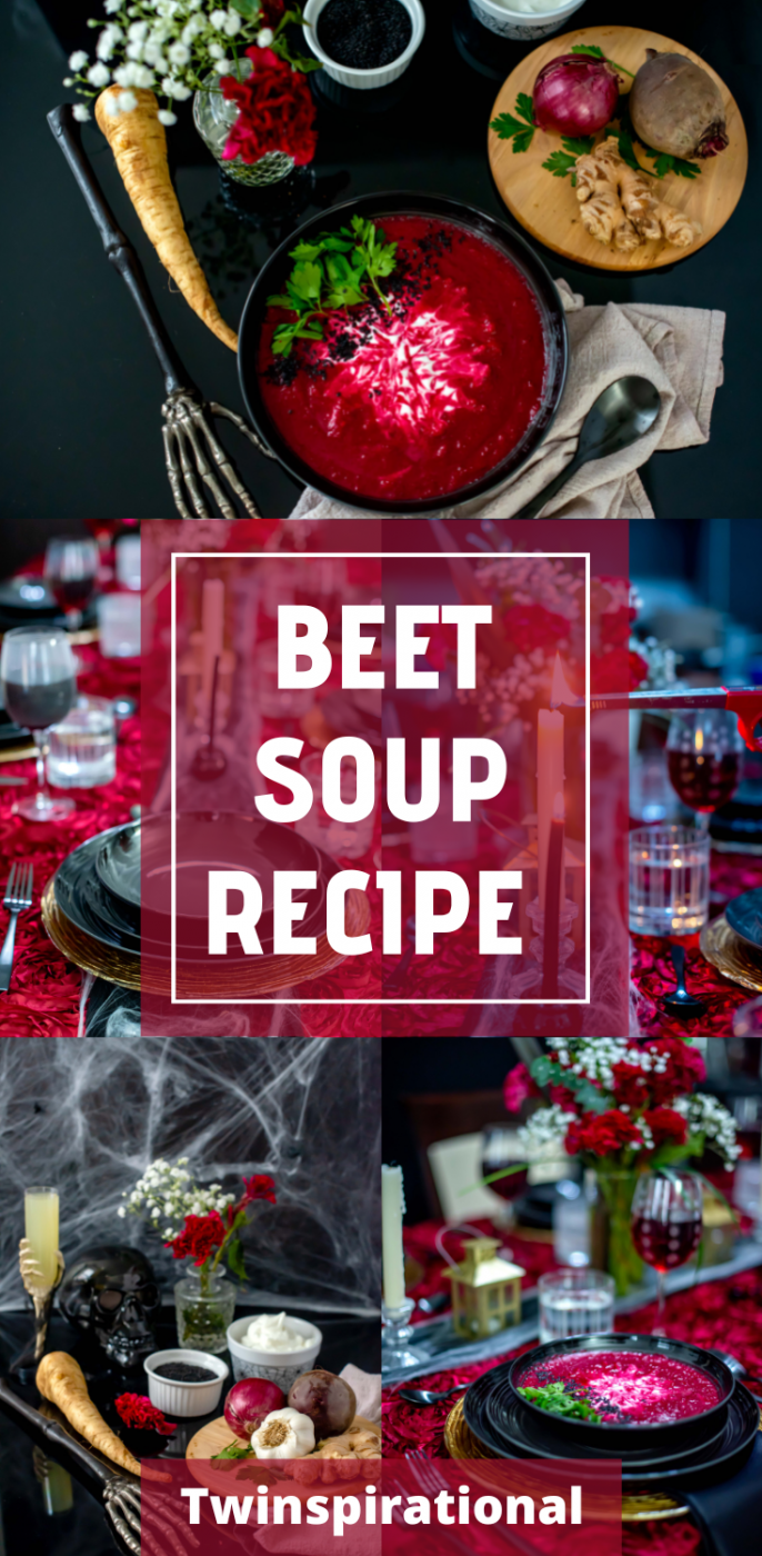 Beet Soup Recipe, Halloween Soup, Halloween Dinner Party, Burgundy Foods.