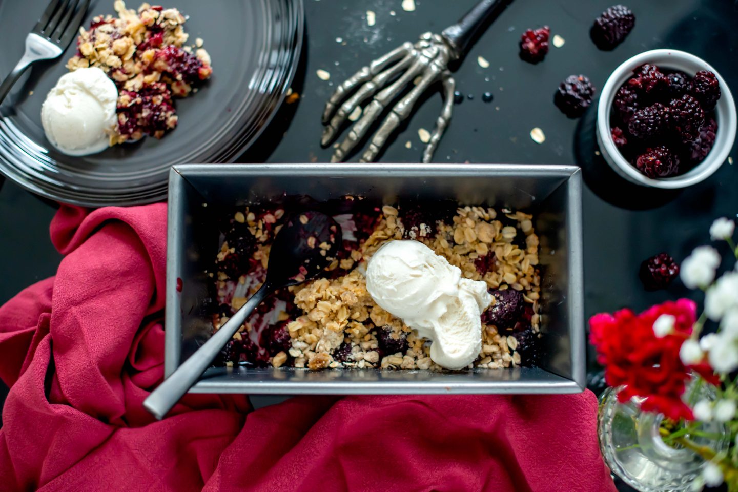 Blackberry Cobbler Recipe. Halloween Dessert Ideas.