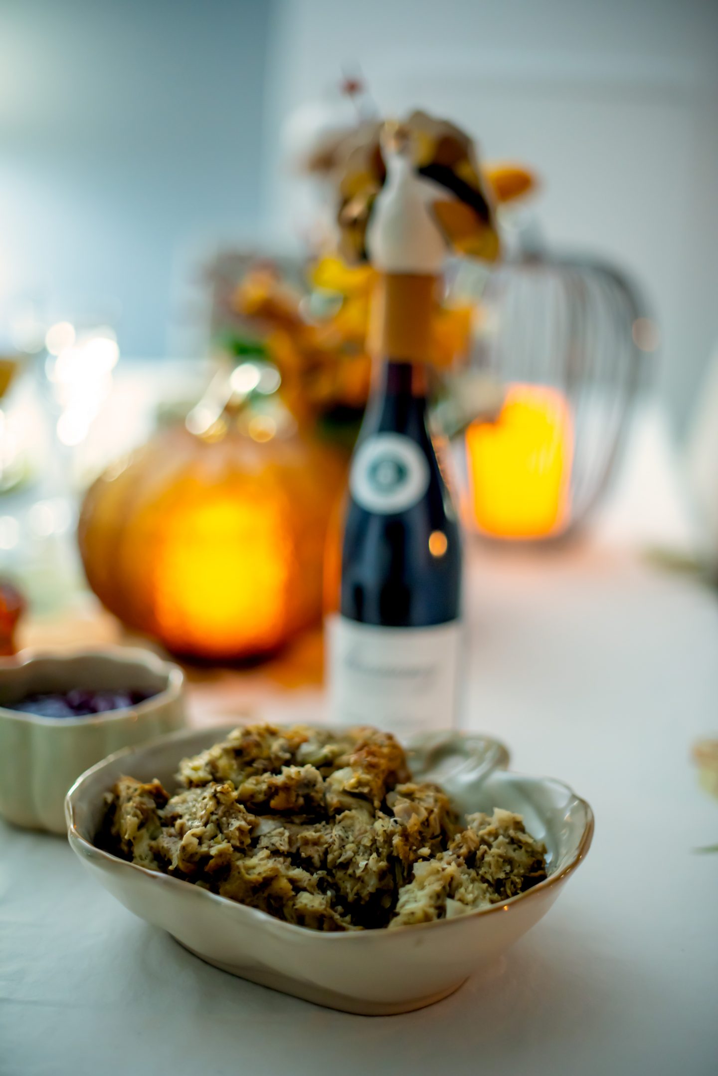 Best Thanksgiving for 2. Thanksgiving Tablescape. Thanksgiving Table Decor. Stuffing. Cranberry Sauce. 