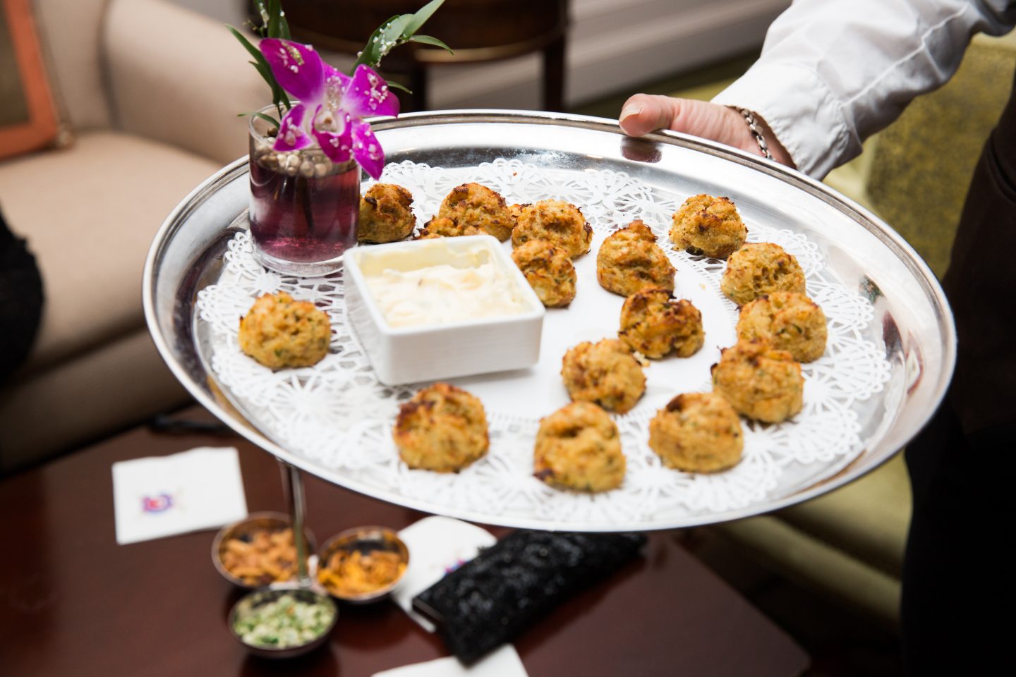 The Best Masquerade Ball Ideas: 40th Birthday Party Themes Mini crab cakes.