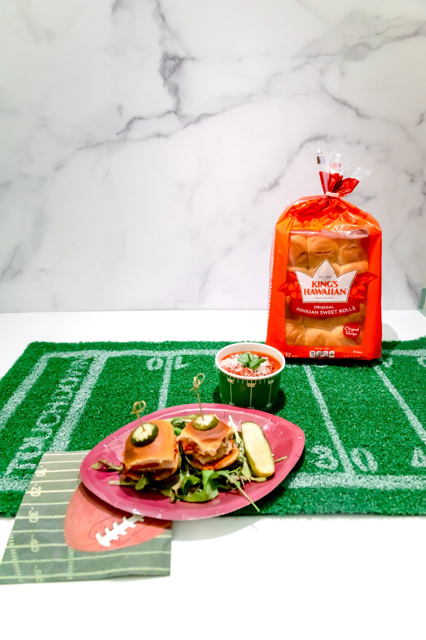 Score Big Points with These Super Bowl Party Ideas and Amazing Chicken Parmesan Slider Recipe Super Bowl Party Ideas. Chicken Parmesan Slider Recipe. Super Bowl Tablescape Ideas.