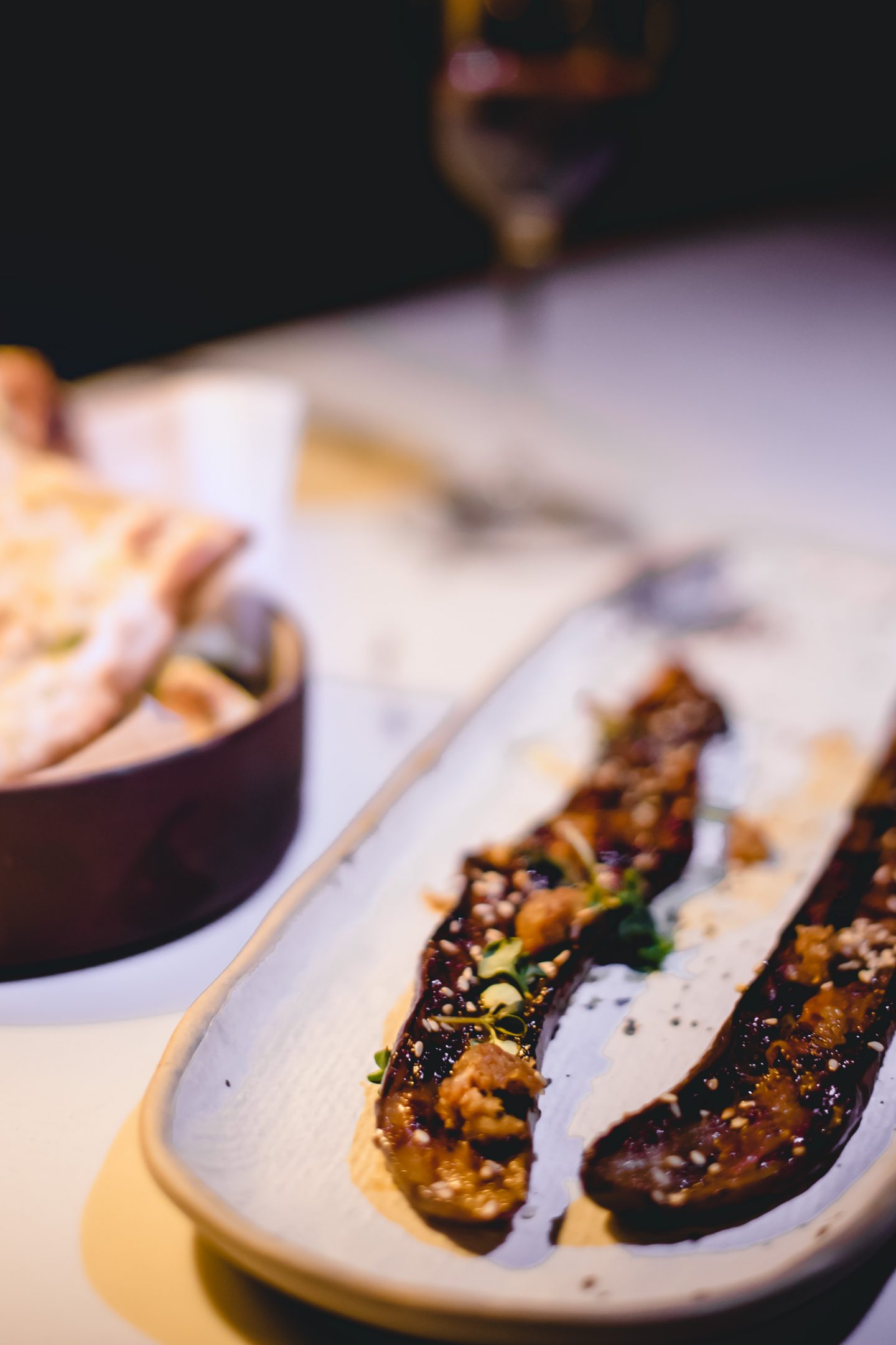 Indian restaurant in Tribeca. Goa New York. Chargrilled Eggplant.