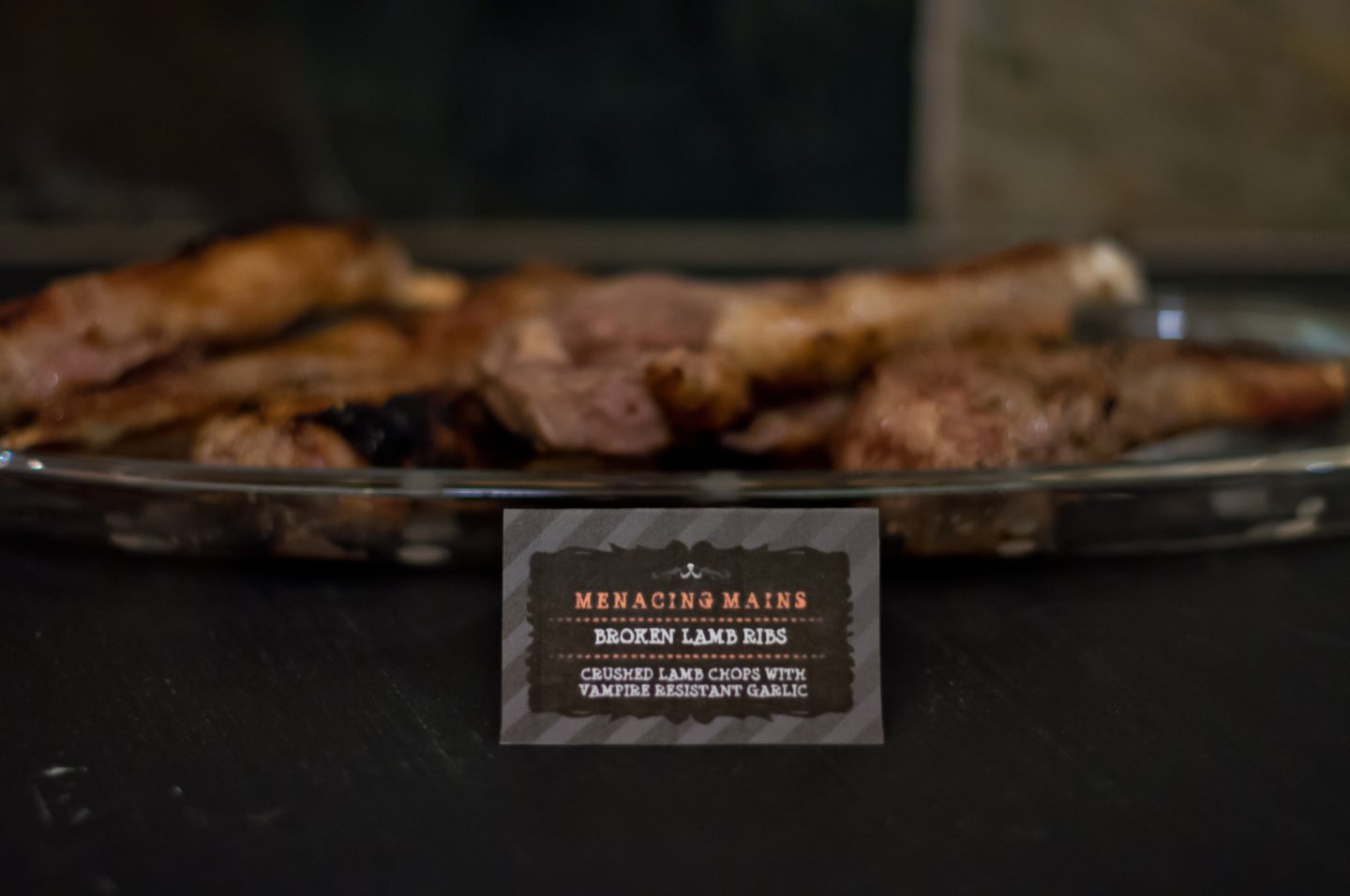 Halloween dinner party. Halloween menu. Halloween food ideas.  Lamb ribs. 