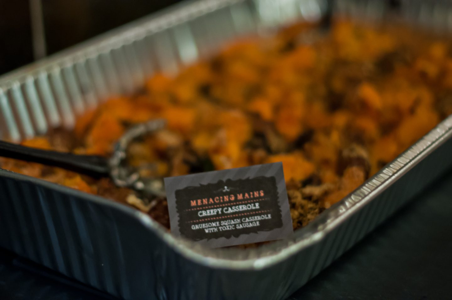 Halloween dinner party. Halloween menu. Halloween food ideas. Squash casserole. 