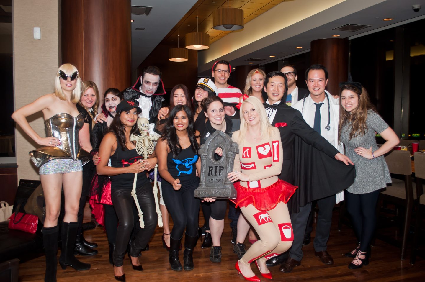 Halloween dinner party. Halloween costumes. 