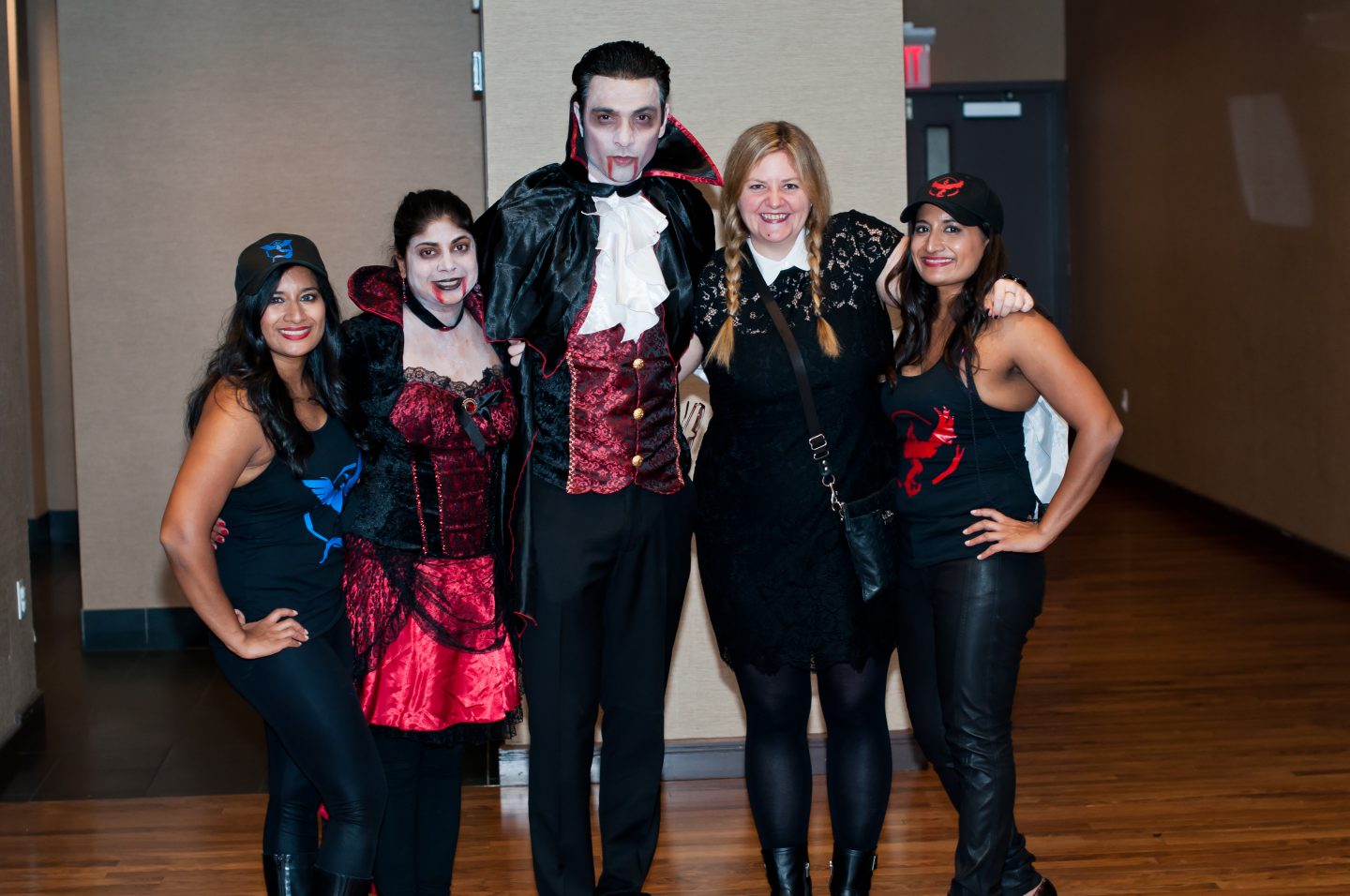 Halloween dinner party. Halloween costumes. 