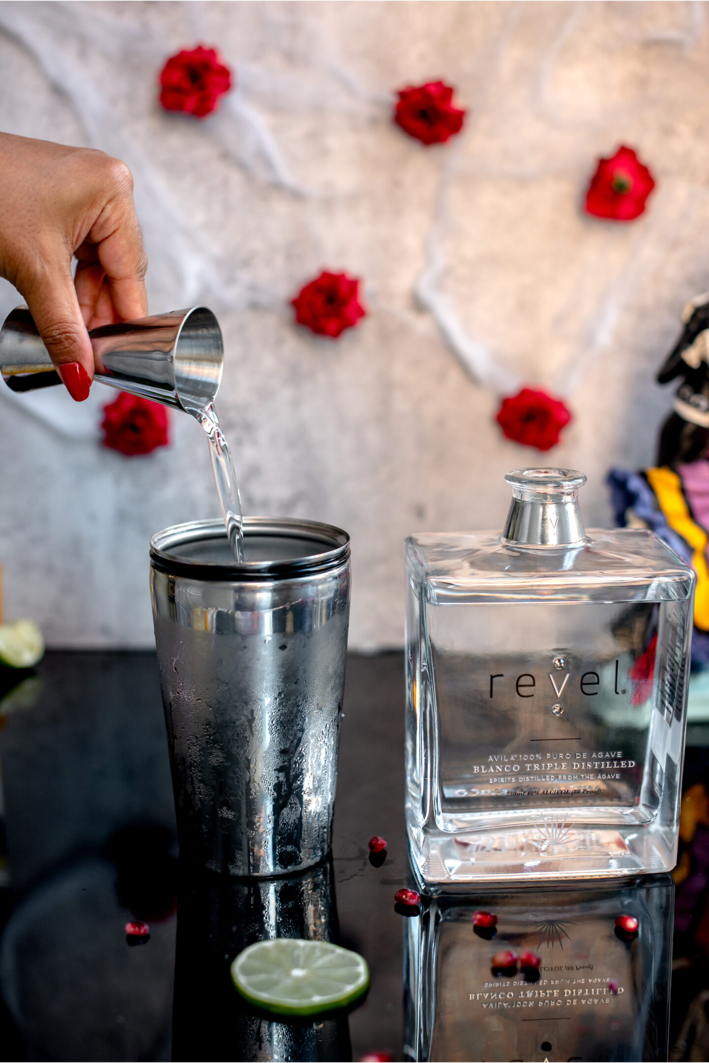 Pomegranate Champagne Margarita. Dia de los Muertos.