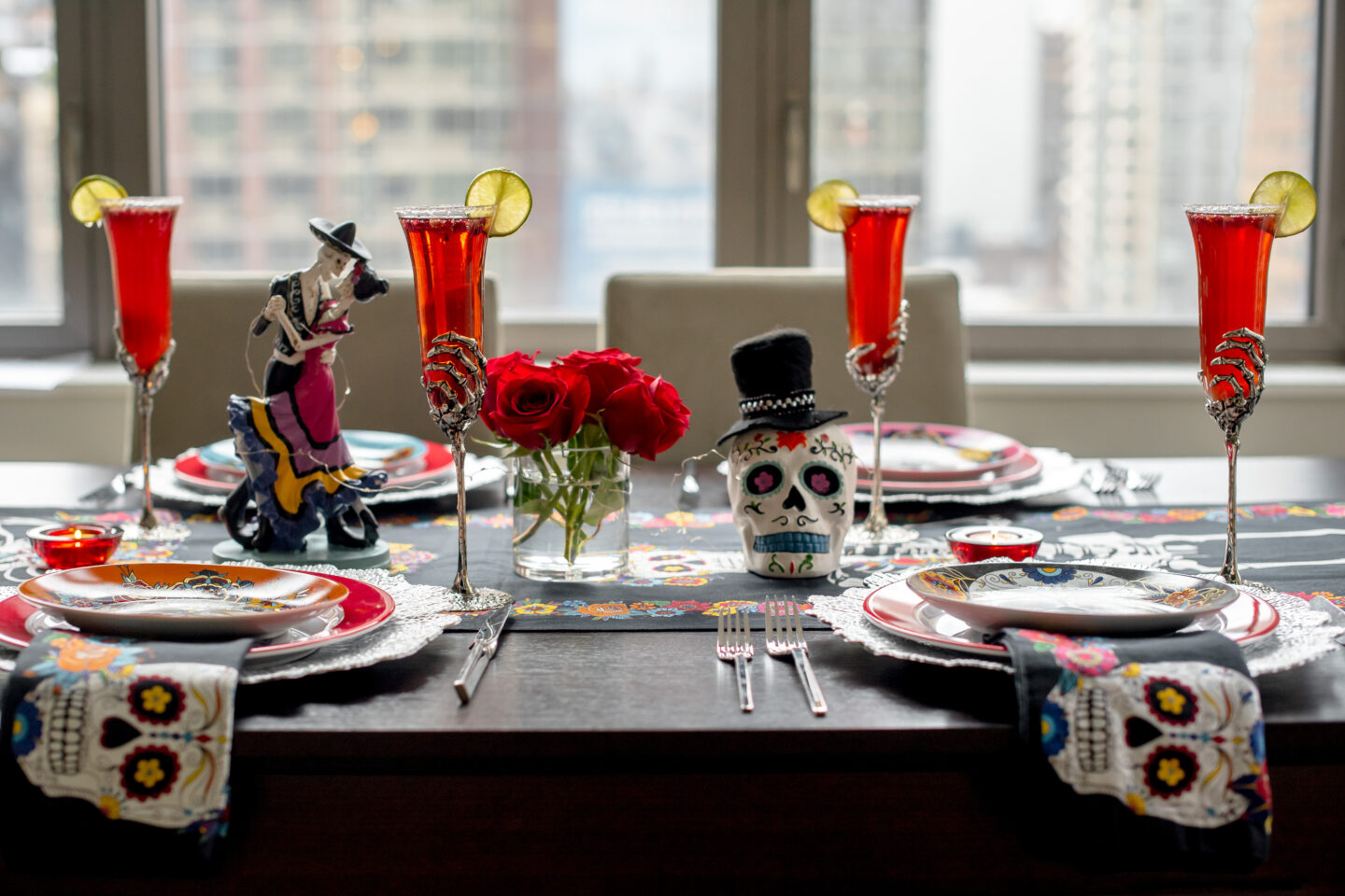 Day of the Dead Party Ideas. Dia de los Muertos. Day of the Dead Party Tablescape. Day of the Dead Tablescape. 