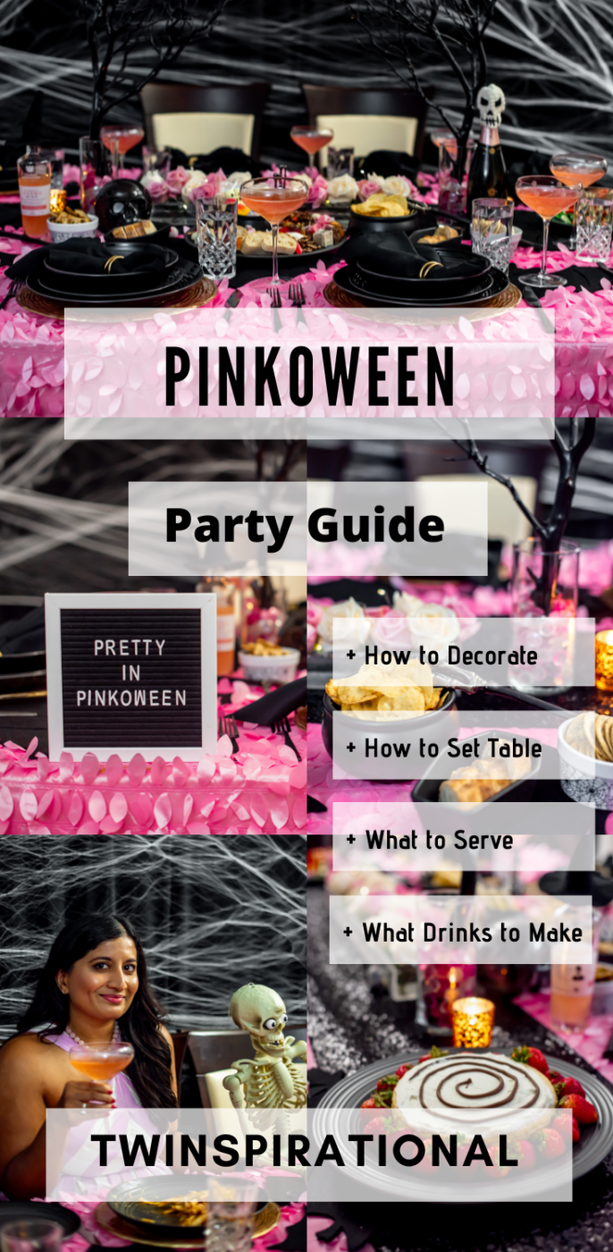 Pinkoween. Barbie Halloween. Pink Halloween. Pink and Black Tablescape. Mikasa Swirl Black. Cheers Coupe Glasses.