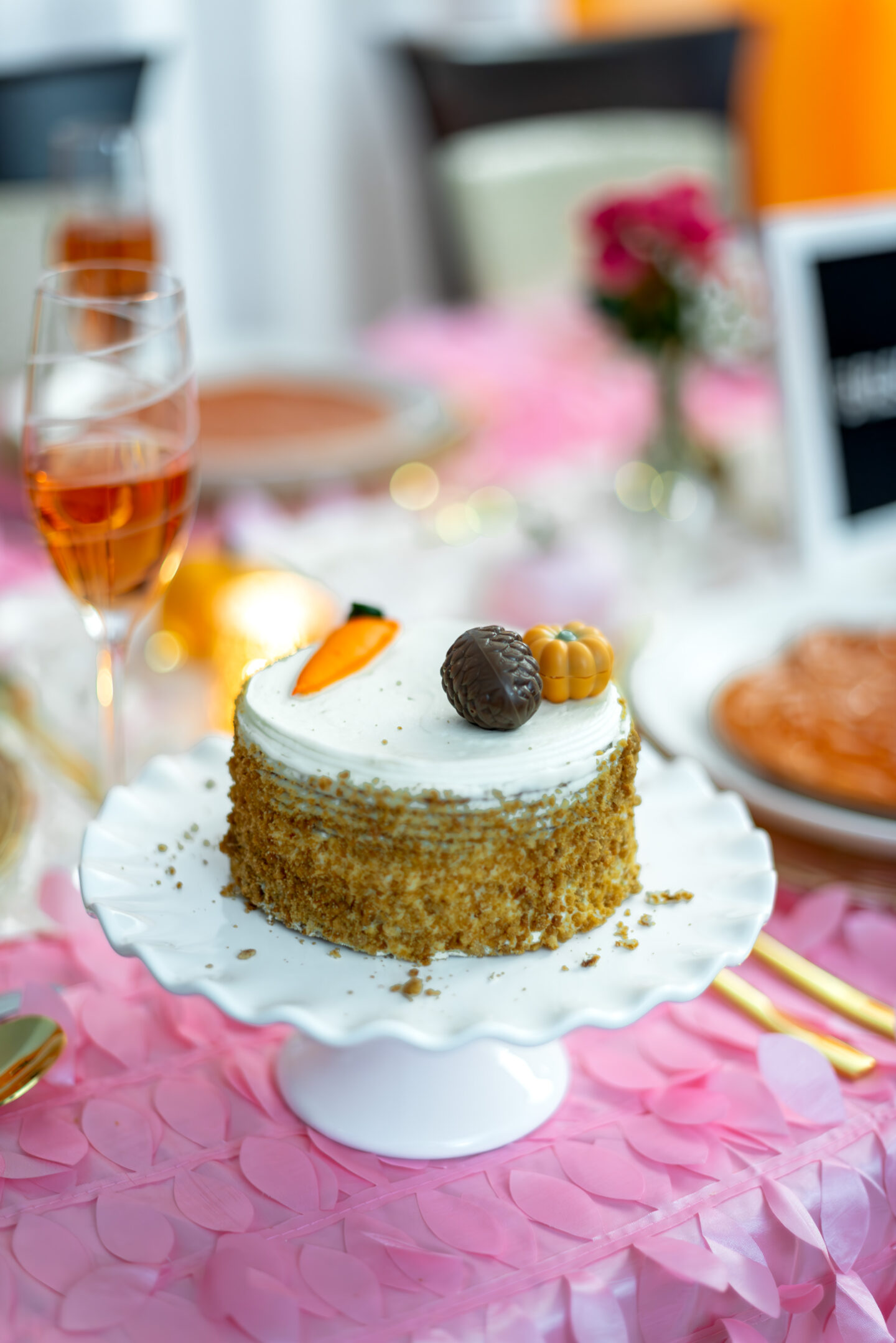Strutting into Girlsgiving: 7 Beautiful Pink Turkey Trot Ideas Girlsgiving. Pink Friendsgiving. Pink Thanksgiving. Barbie Thanksgiving. Thanksgiving Tablescape. Orange and Pink Tablescape. Carrot Cake.