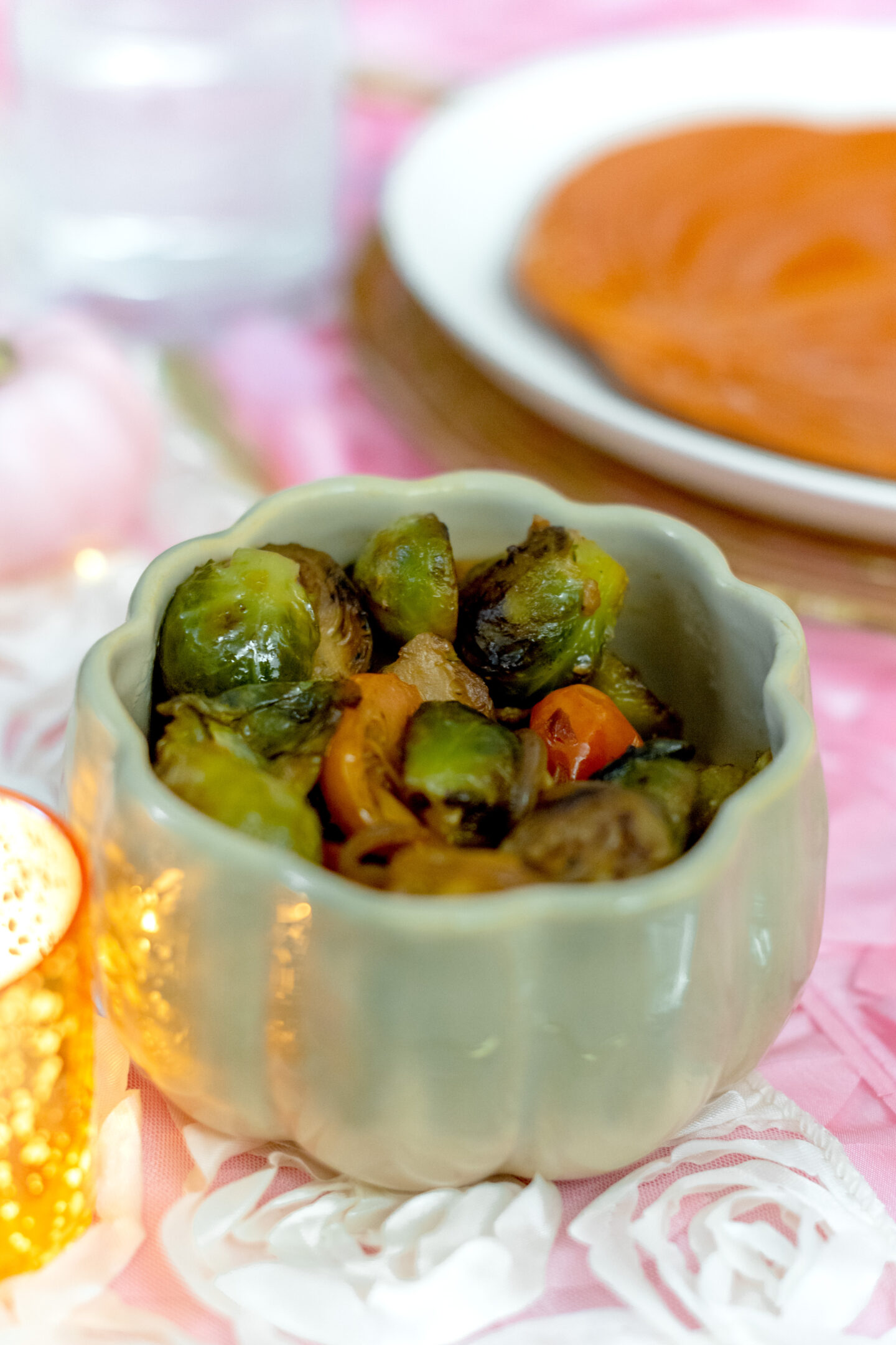 Strutting into Girlsgiving: 7 Beautiful Pink Turkey Trot Ideas Girlsgiving. Pink Friendsgiving. Pink Thanksgiving. Barbie Thanksgiving. Thanksgiving Tablescape. Orange and Pink Tablescape.Brussel's Sprouts.