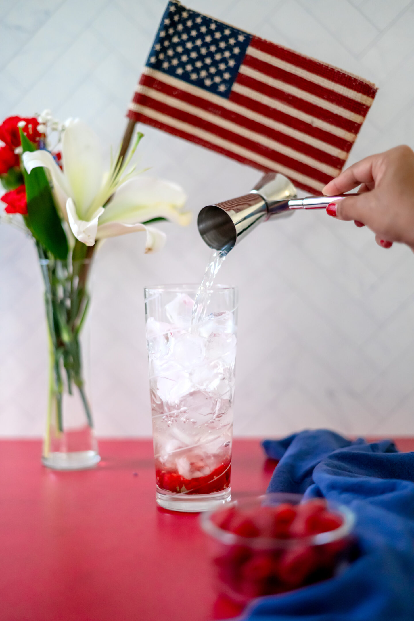Red, White and Blue Cocktail. Memorial Day Cocktail. 