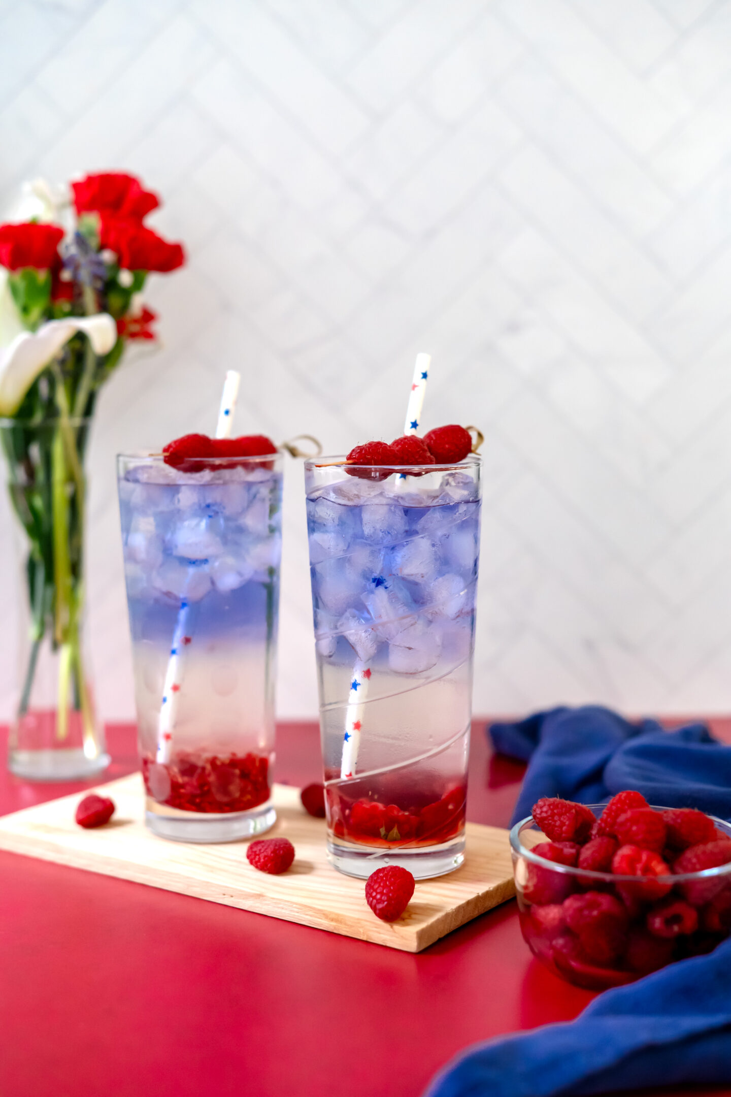 Red, White and Blue Cocktail. Memorial Day Cocktail. Empress Gin Cocktail. 