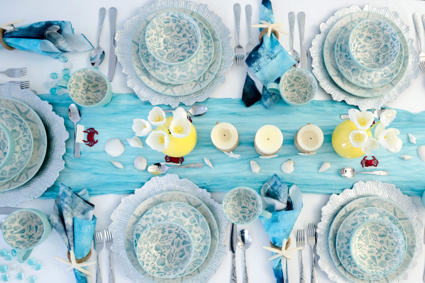 Nautical Theme Party Ideas. Pfaltzgraff Venice Collection. Nautical Tablescape.