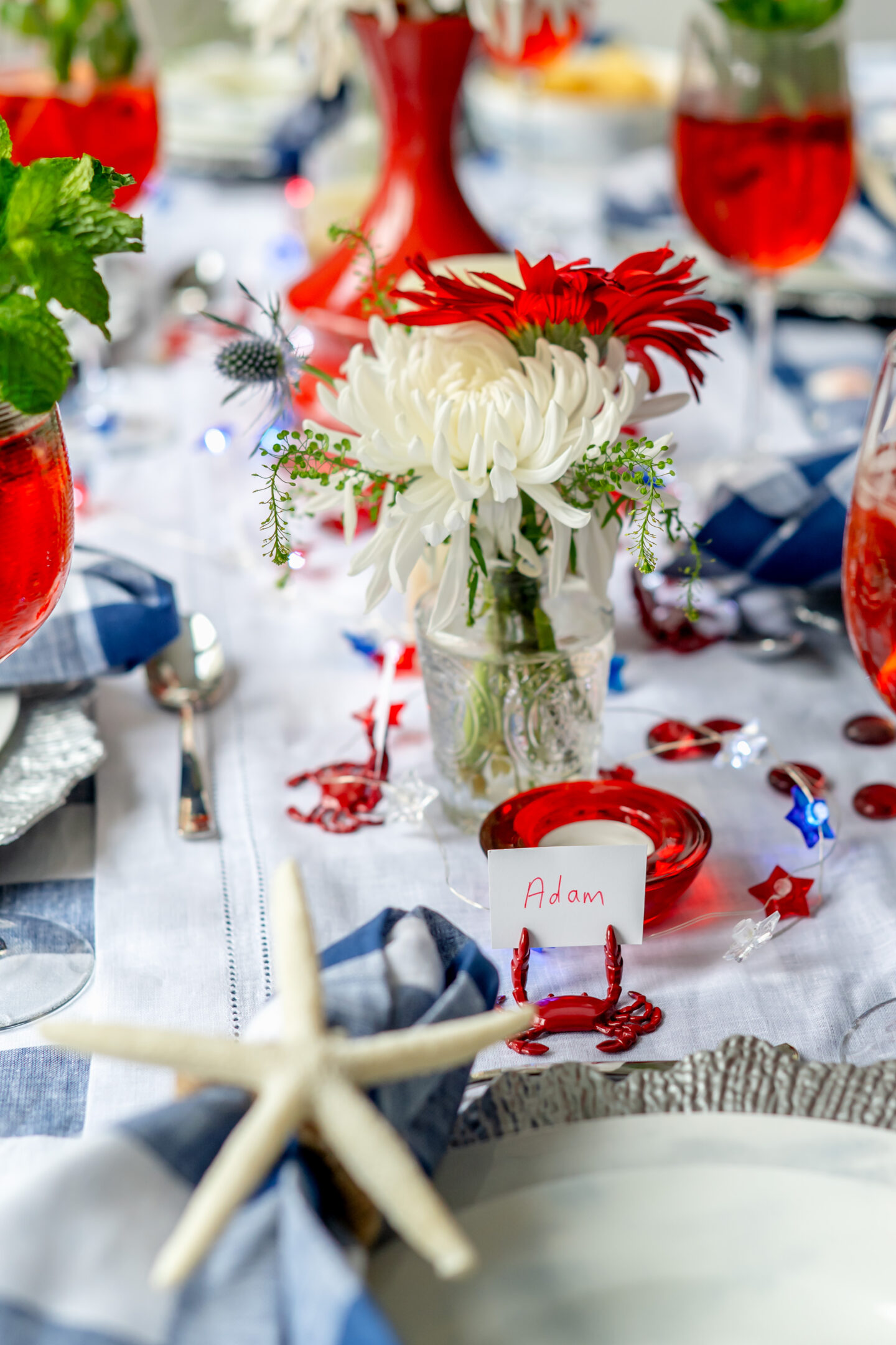 10 Gorgeous Nautical Theme Party Decor Ideas That Will Float Your Boat Nautical Theme Party Decor Ideas. Nautical Tablescape. Mikasa Seaside. Solino Home Buffalo Check Linens.