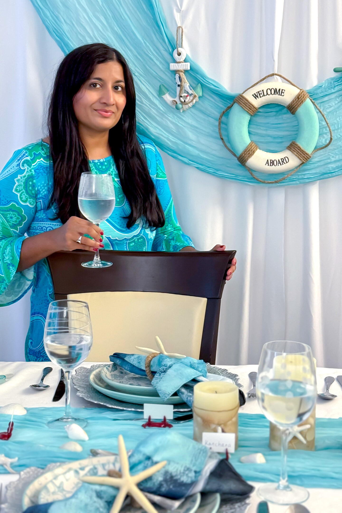 Nautical Theme Party Ideas. Pfaltzgraff Venice Collection. Nautical Tablescape.