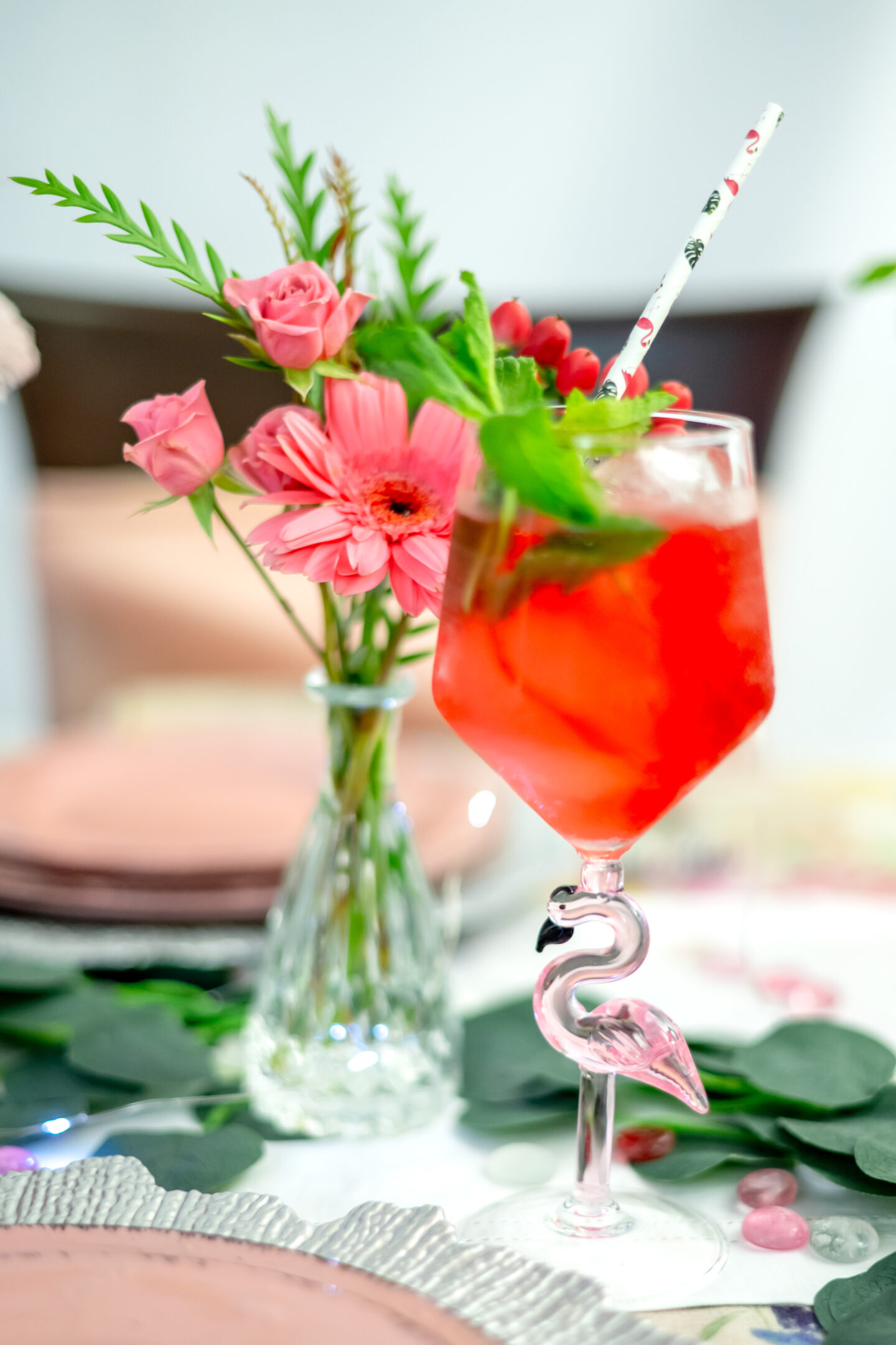 Tropical Party Ideas. Flamingo Decor. Mingle Mocktails.