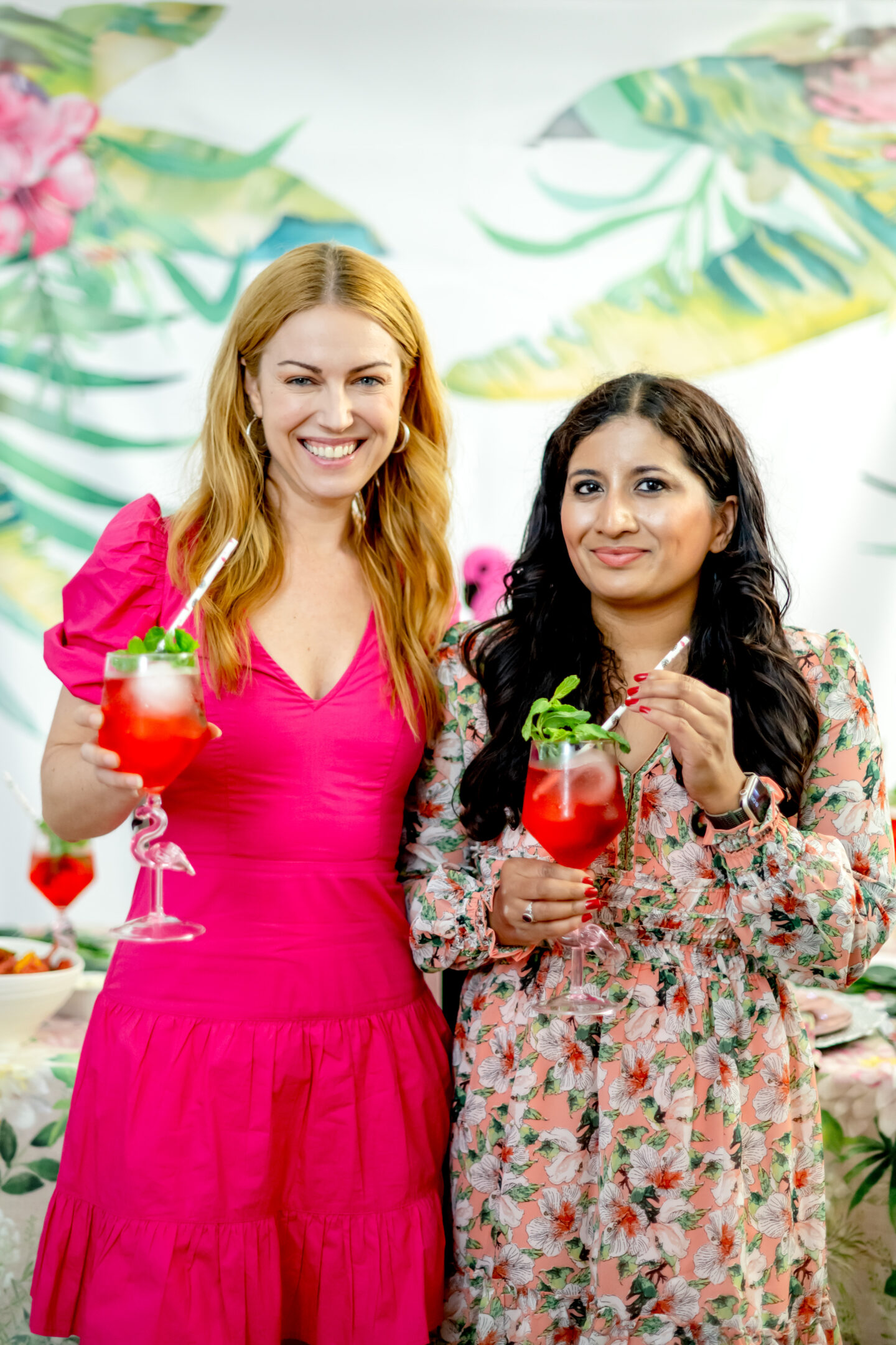 Tropical Party Ideas. Flamingo Decor. Mingle Mocktails.