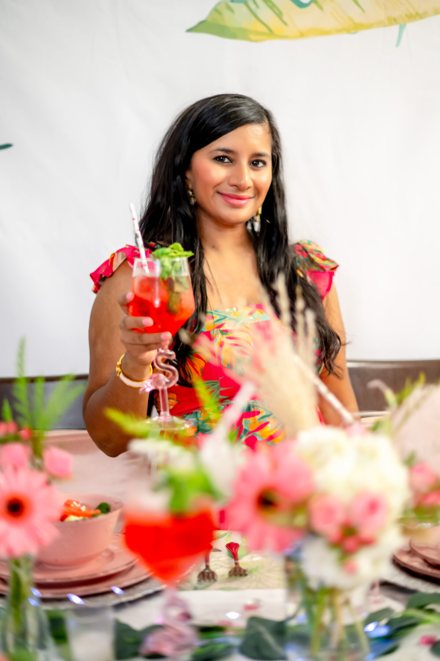 Tropical Party Ideas. Flamingo Decor. Mingle Mocktails.
