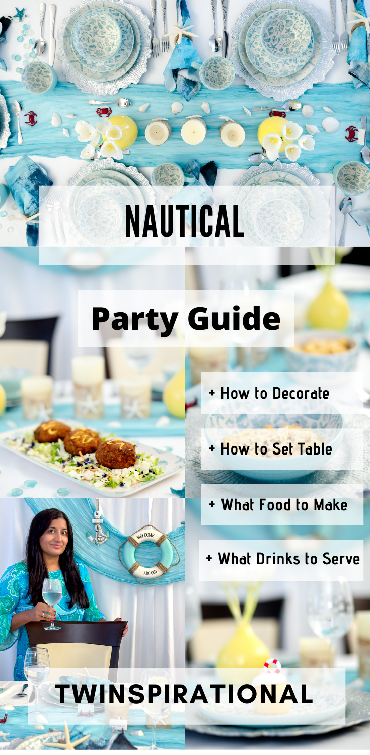 Nautical Theme Party Ideas. Pfaltzgraff Venice Collection. Nautical Tablescape.