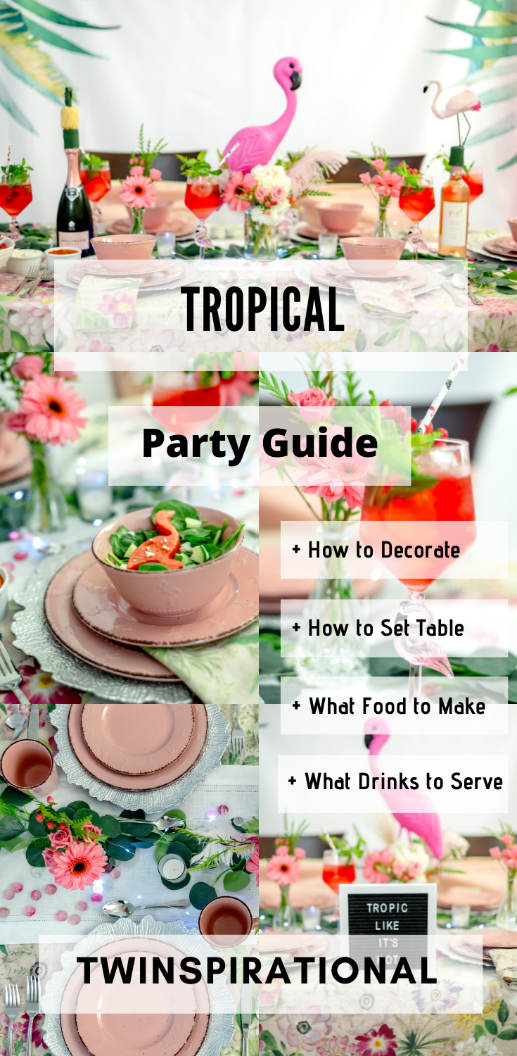 Tropical Party Ideas. Flamingo Decor. Mingle Mocktails.