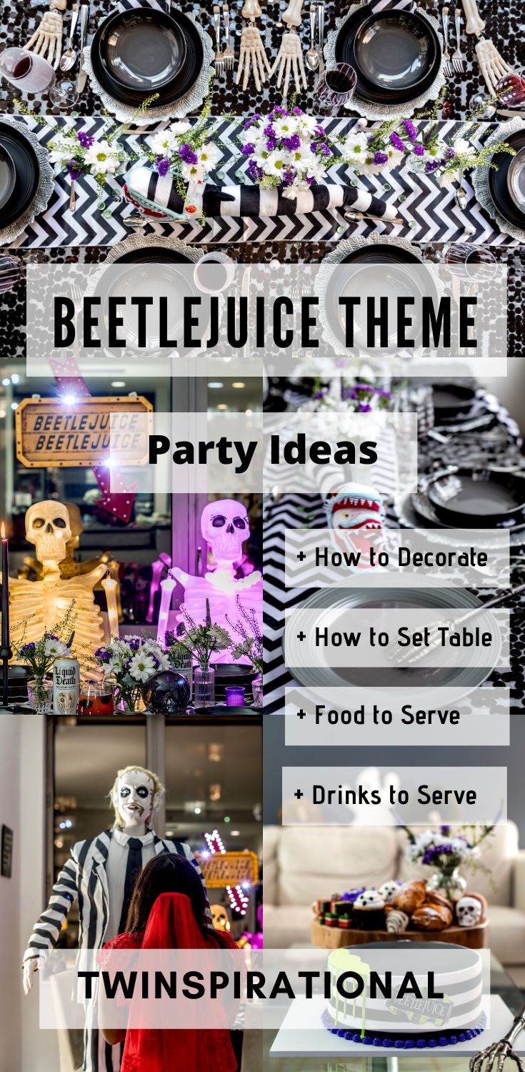 Beetlejuice Party Decorations. Beetlejuice Tablescape. Beetlejuice Costume Ideas. 