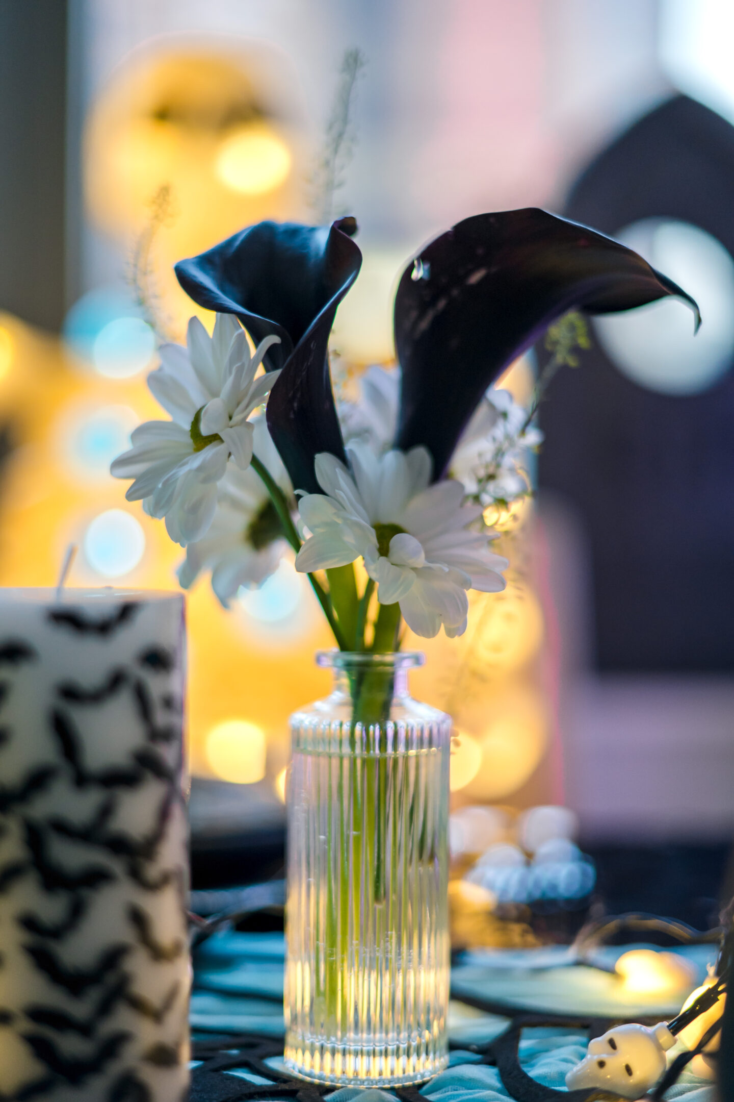 10 Stunning Black and Teal Halloween Party Ideas: Ghoulish Halloween Theme Ideas Teal Halloween Tablescape. Halloween Theme.