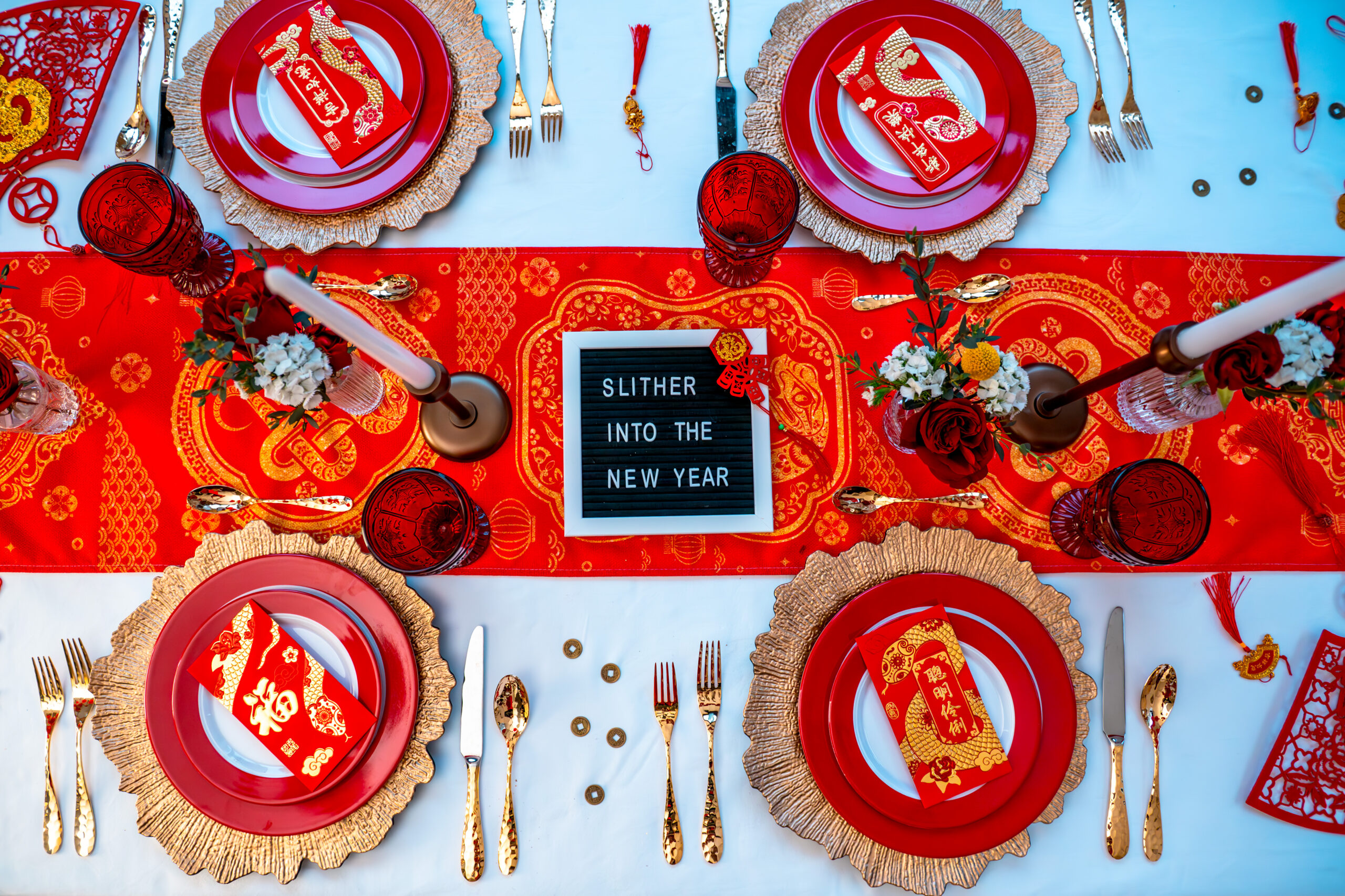 Year of the Snake Chinese New Year Party: 10 Creative Ideas to Wow Your Guests Year of the Snake Chinese New Year party. Chinese New Year Tablescape.
