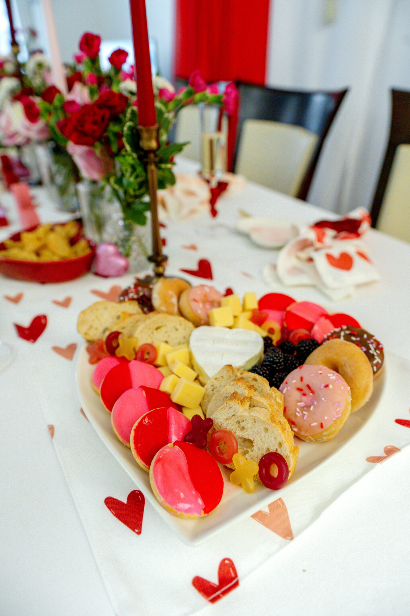 Valentine's Day Activities. Dips and Chicks. Valentine's Day tablescape. Valentine's Day party. Galentine's Day party. Galentine's Day Dessert board. 
