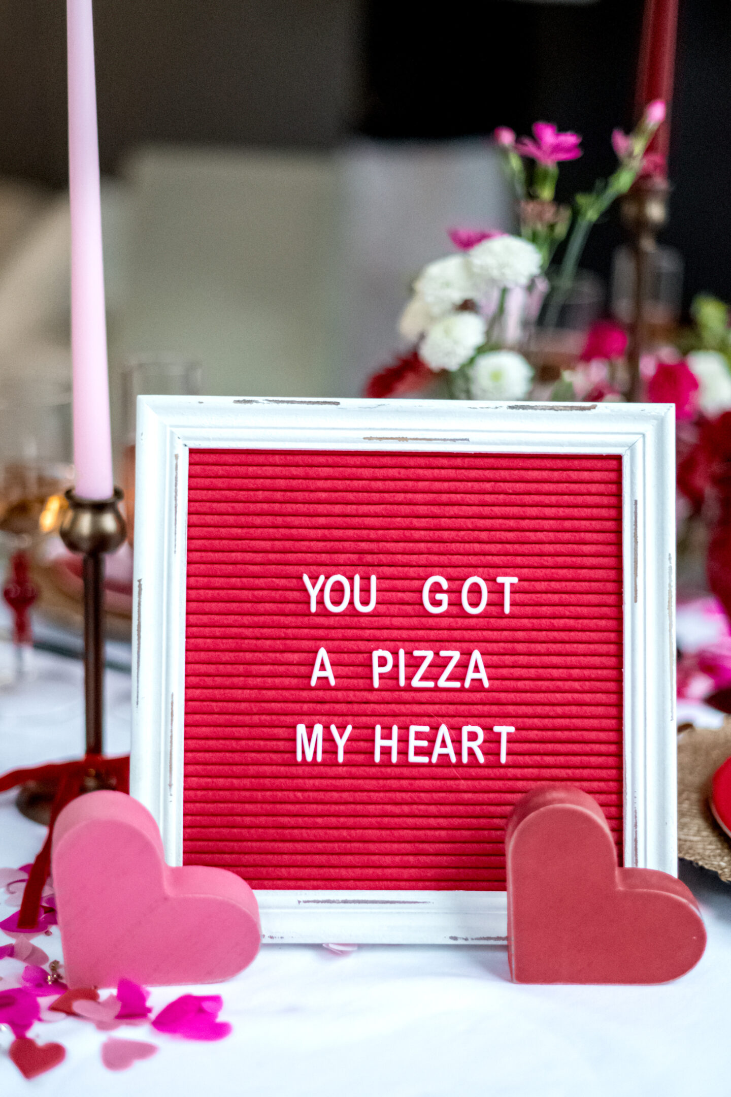 7 Irresistible Ways to Celebrate with Heart Shaped Pizza for Valentine's Day Valentine's Day party. Heart Shaped Pizza for Valentine's Day. Valentine's Day tablescape.
