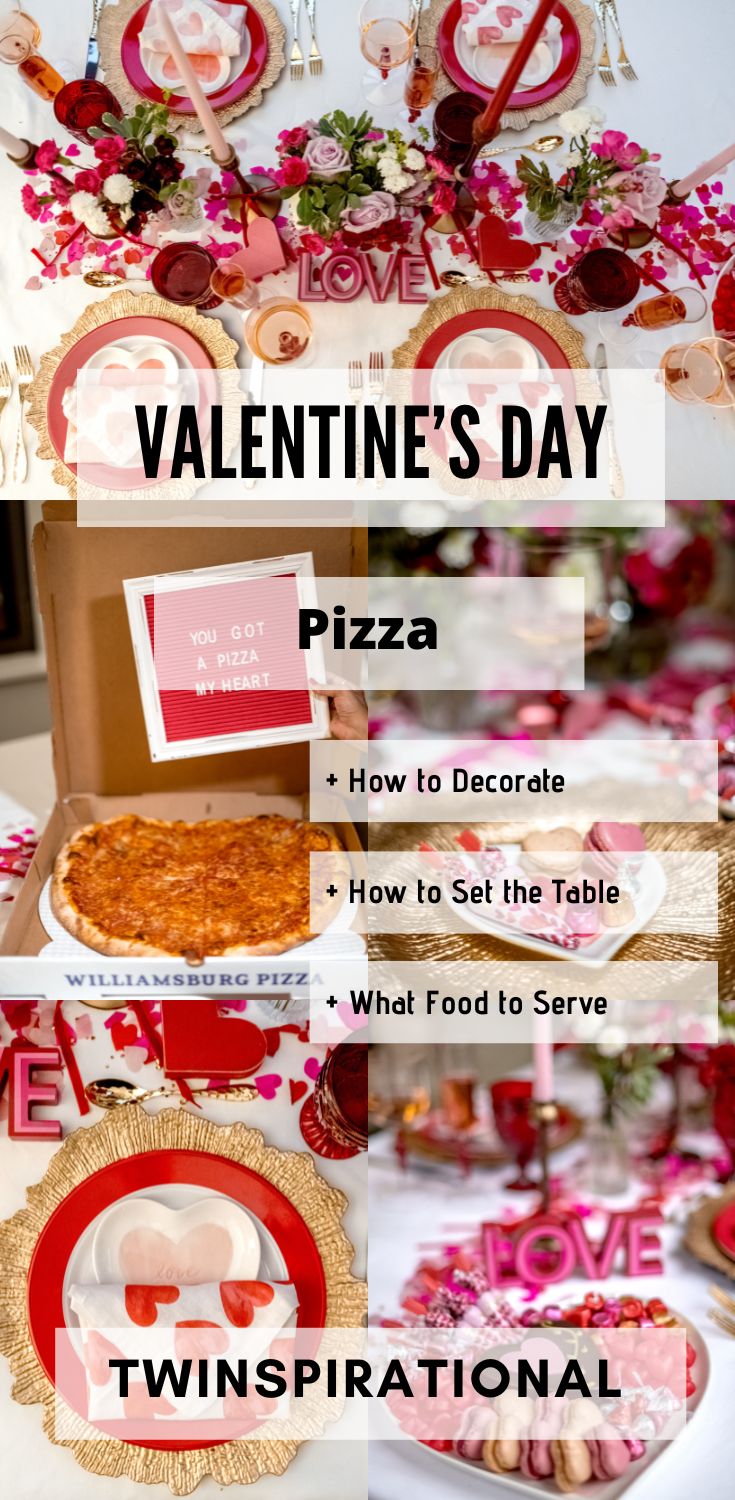 7 Irresistible Ways to Celebrate with Heart Shaped Pizza for Valentine's Day Valentine's Day party. Heart Shaped Pizza for Valentine's Day. Valentine's Day tablescape.