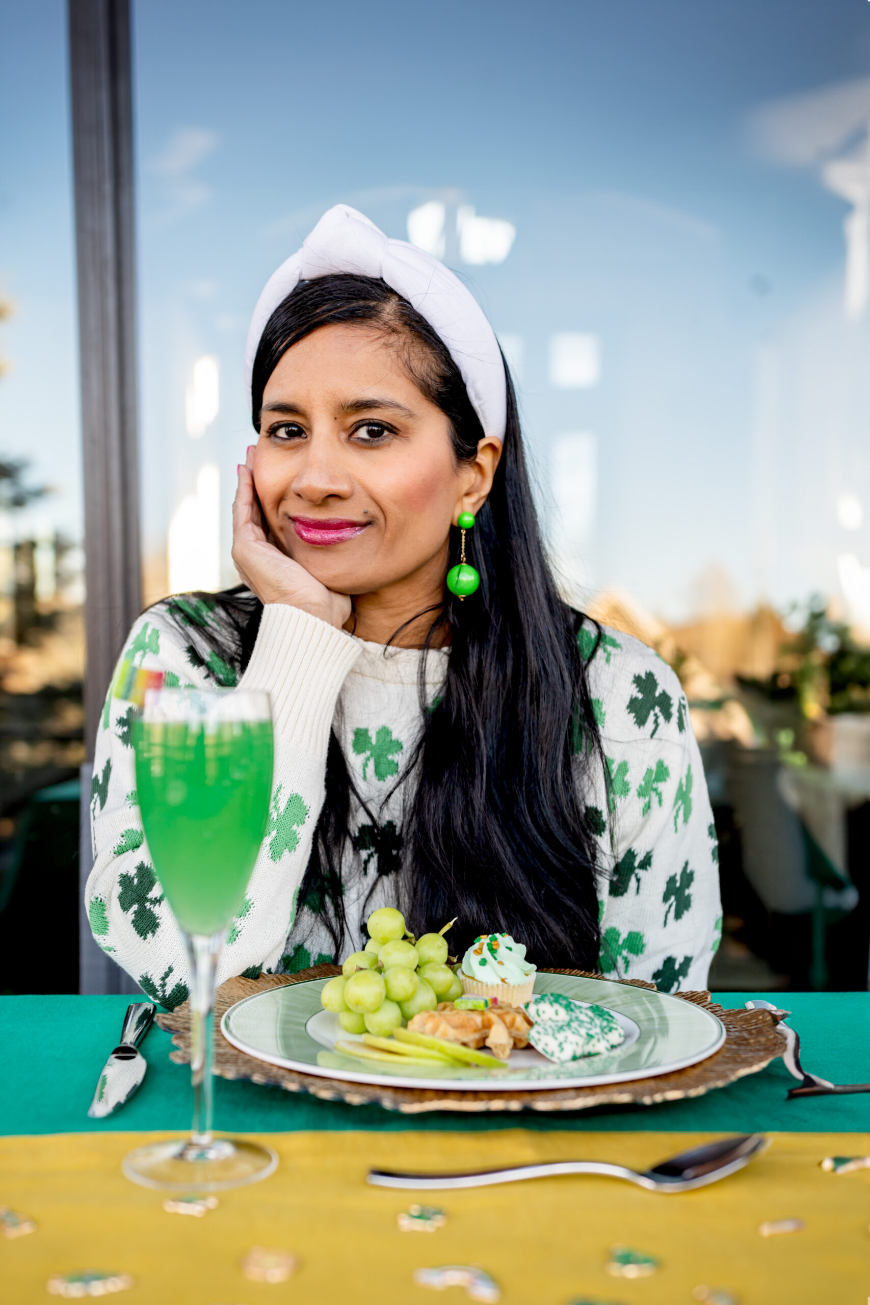St. Paddy's Day Activities. St. Paddy's Day tablescape. KJP Shamrock Sweater.