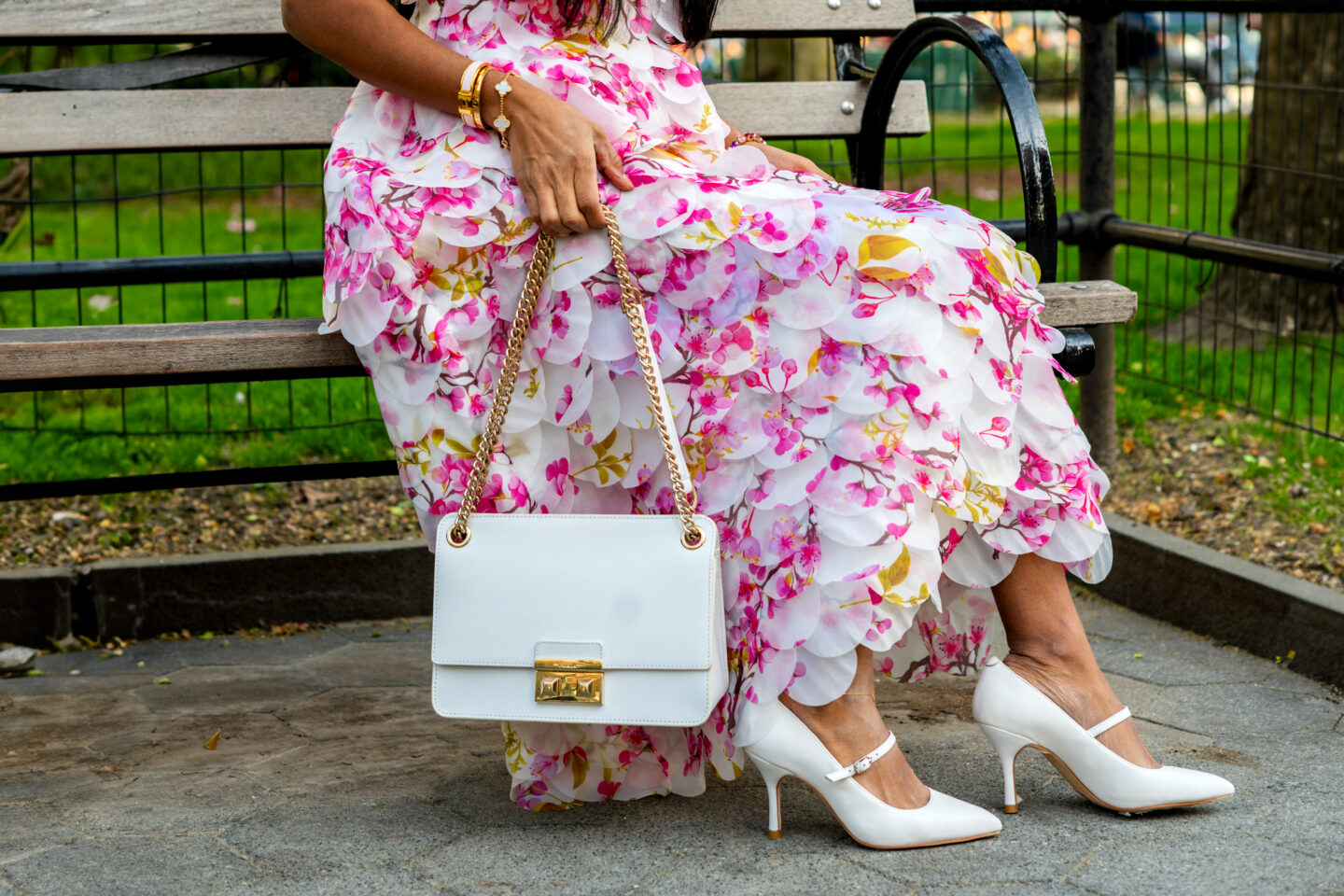 Ally Shoes White Leather Mary Janes, Cynthia Rowley Pink Dress, White Furla. Ally Shoes Mary Janes Review.