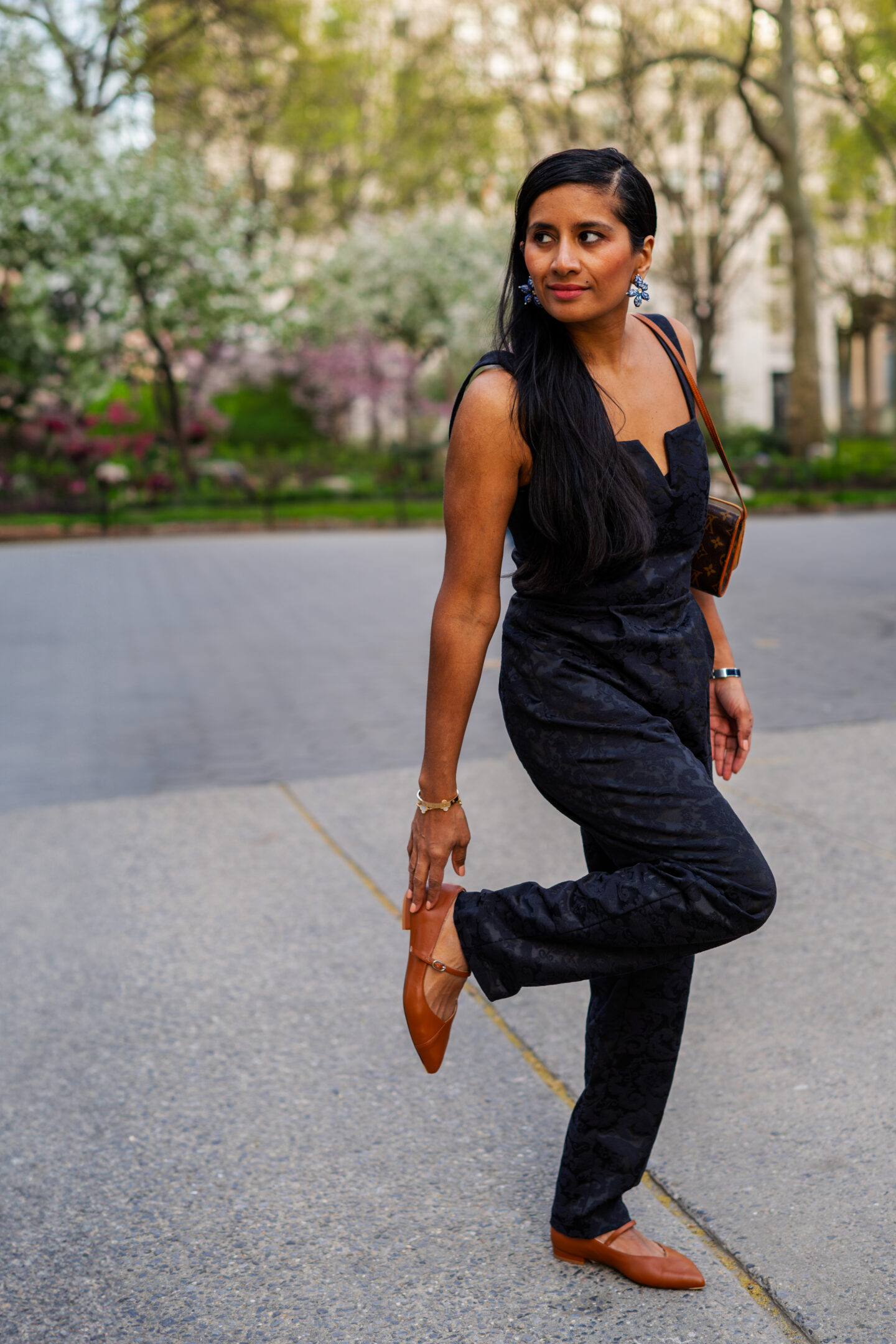 Ally Shoes Brown Mary Janes, Navy Jumpsuit. Ally Shoes Mary Janes Review.