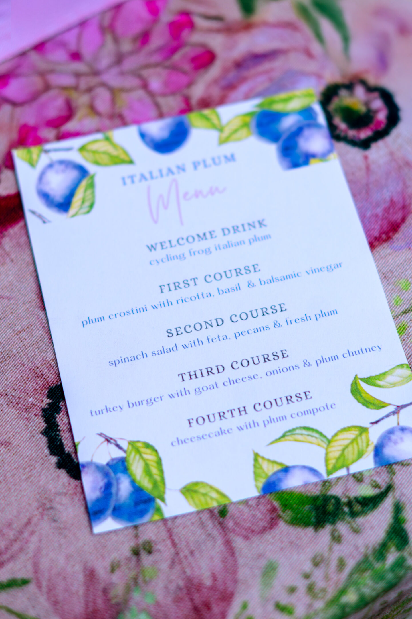 Best Ideas for an Italian Dinner Party: Delicious 4 Course Plum Dinner Party Plum Themed Menu